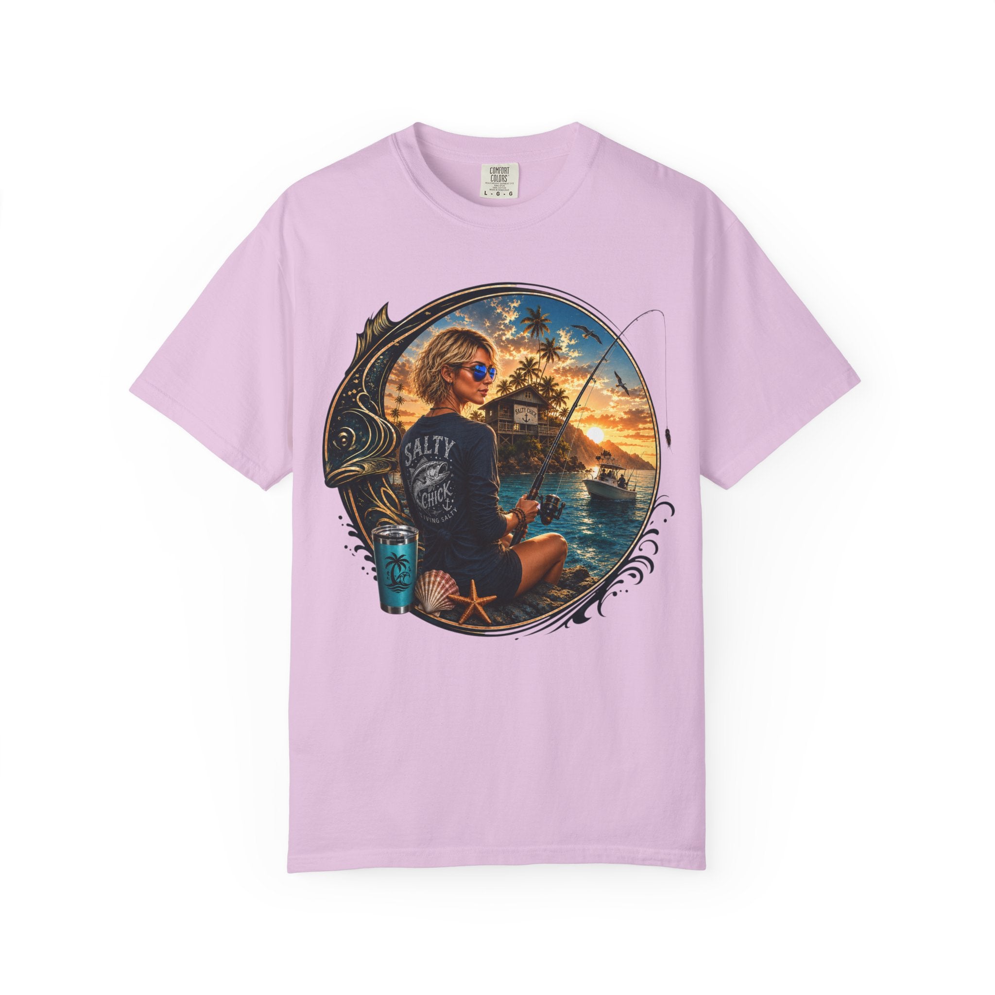 Salty Chick Saltwater & Sunsets Garment-Dyed Cotton Tee – Coastal Life