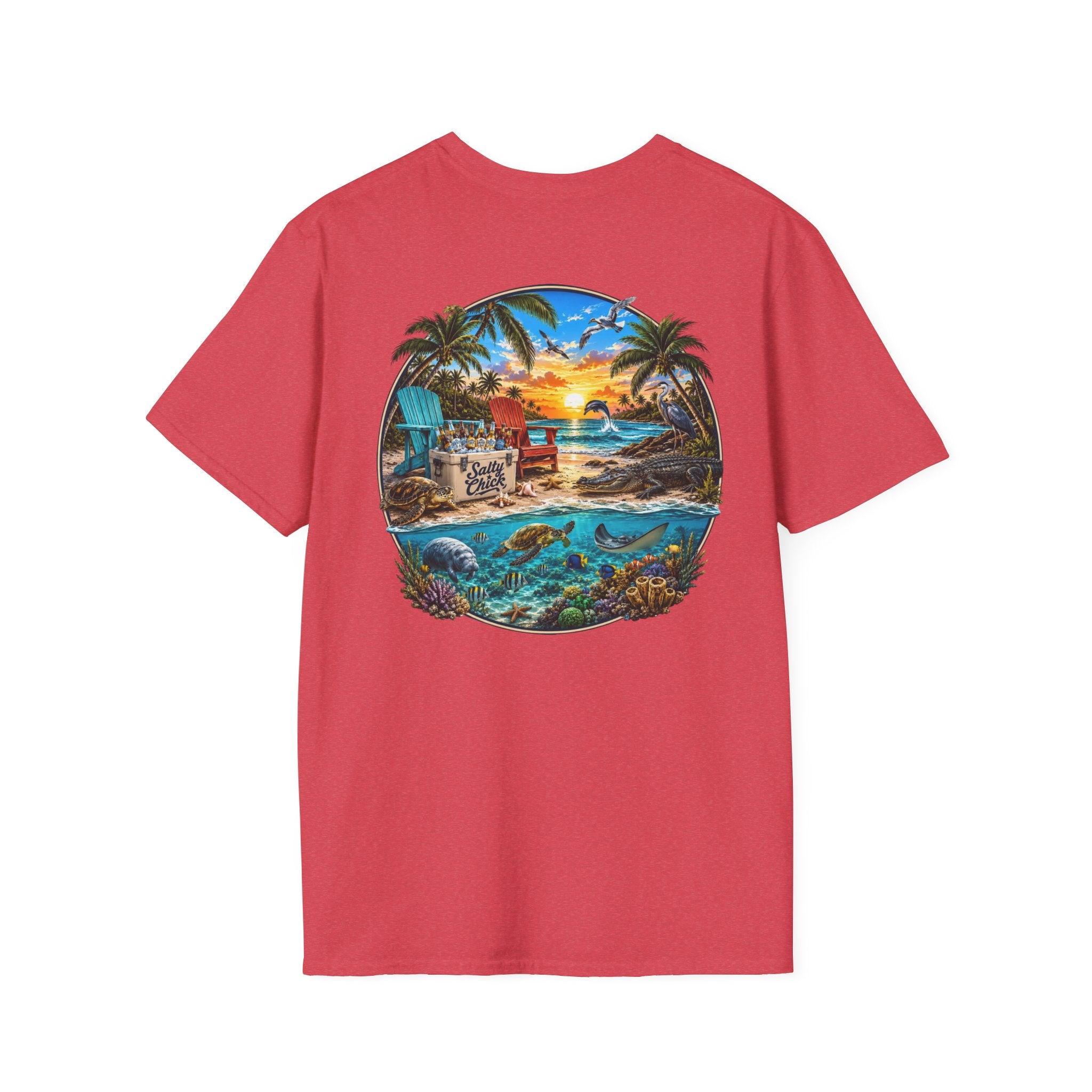 Salty Chick Beach Scene Cotton Tee – Coastal Life