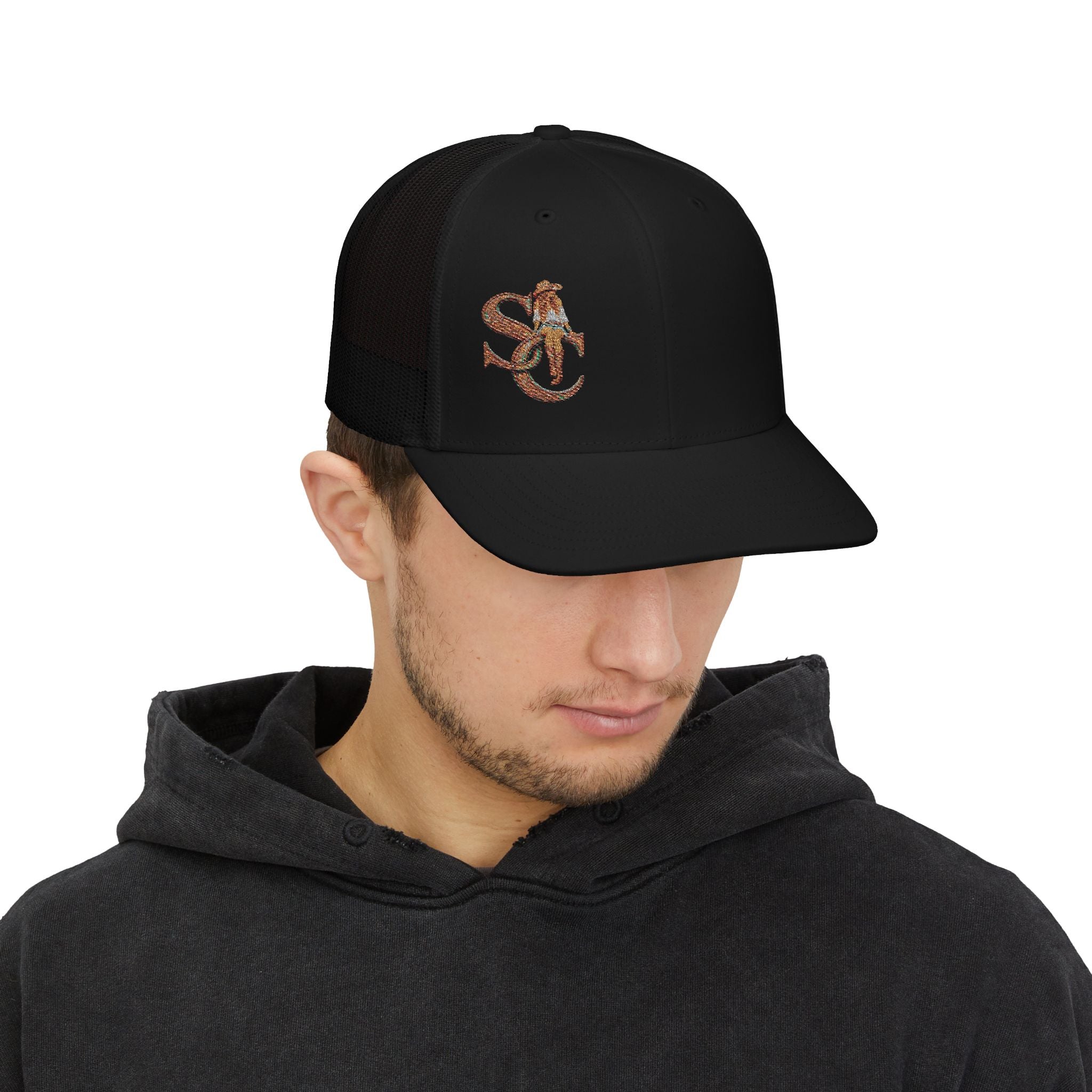 SC Cowgril Embroidered Trucker Snapback Hat-Salty Chick lettering