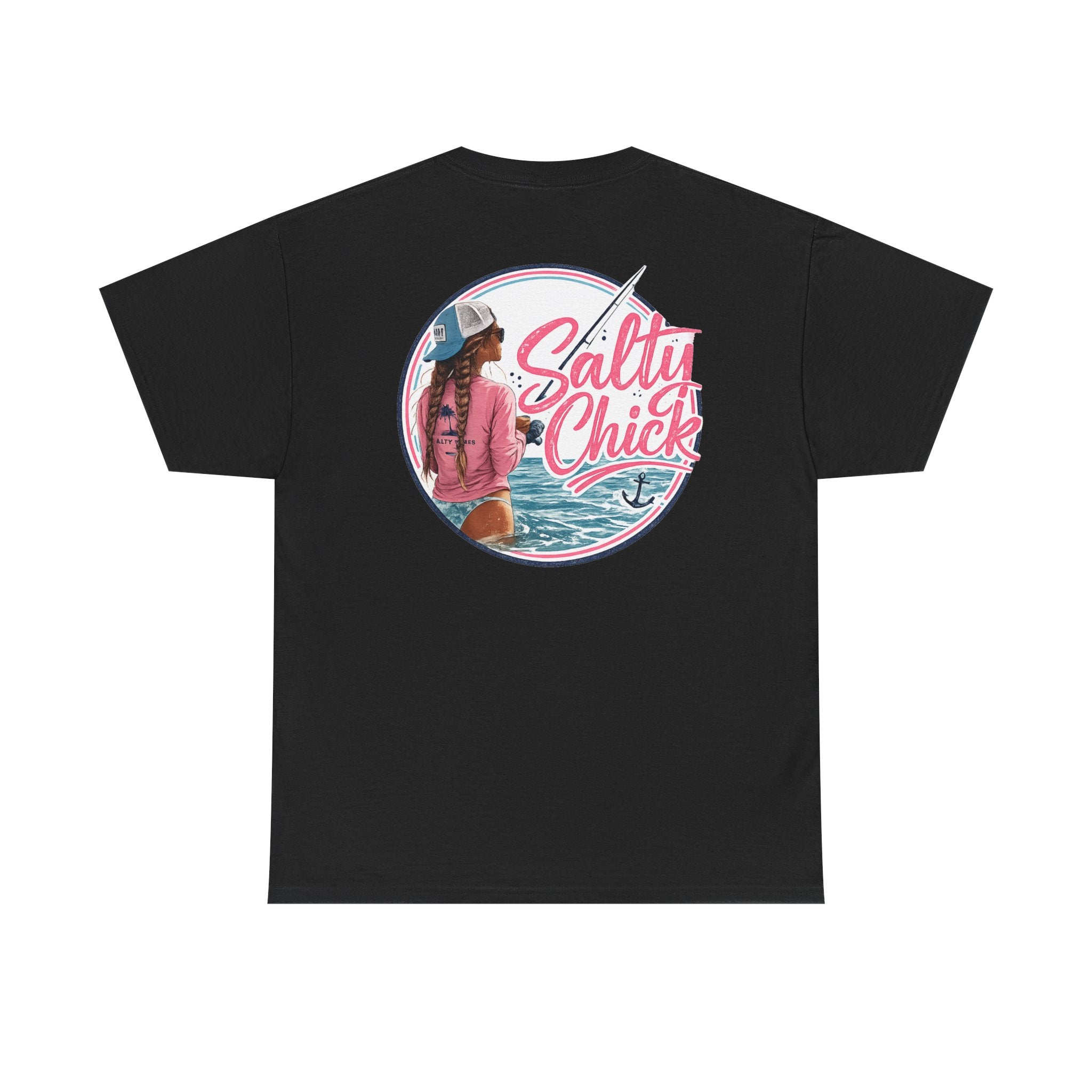 Salty Chick Hooked & Happy Heavy Cotton Tee – Fishing