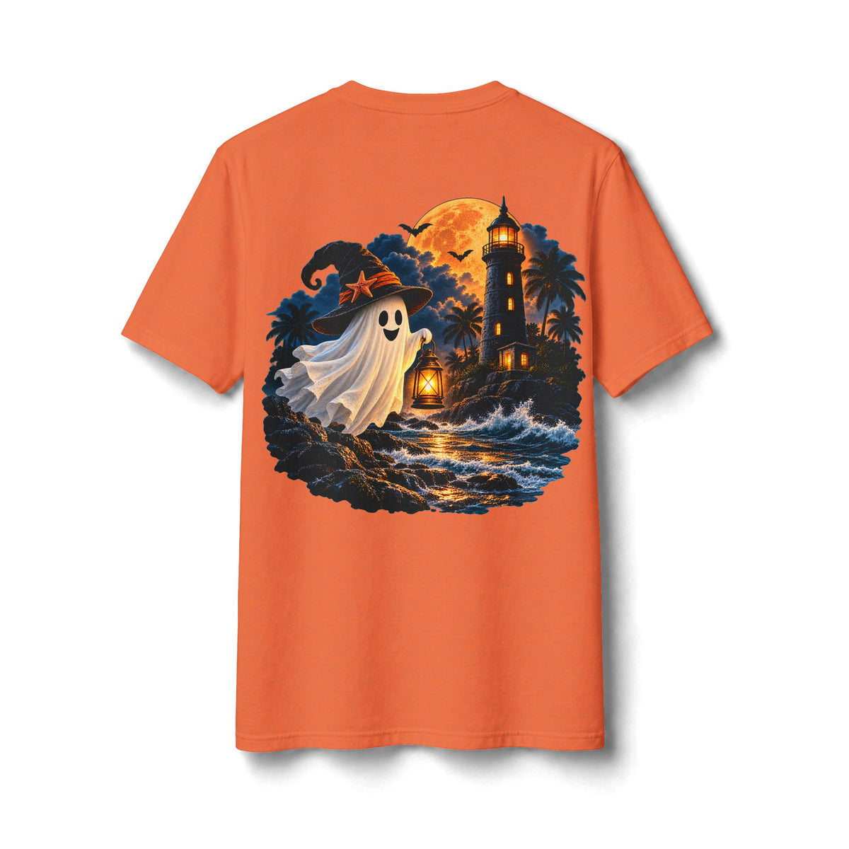 Moonlit Lighthouse Ghost Halloween Shirt