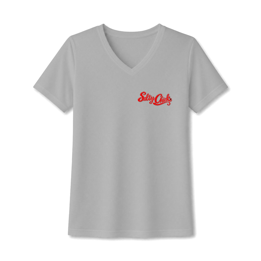 Dog Lake Sunset V-Neck Tee — Choc Lab