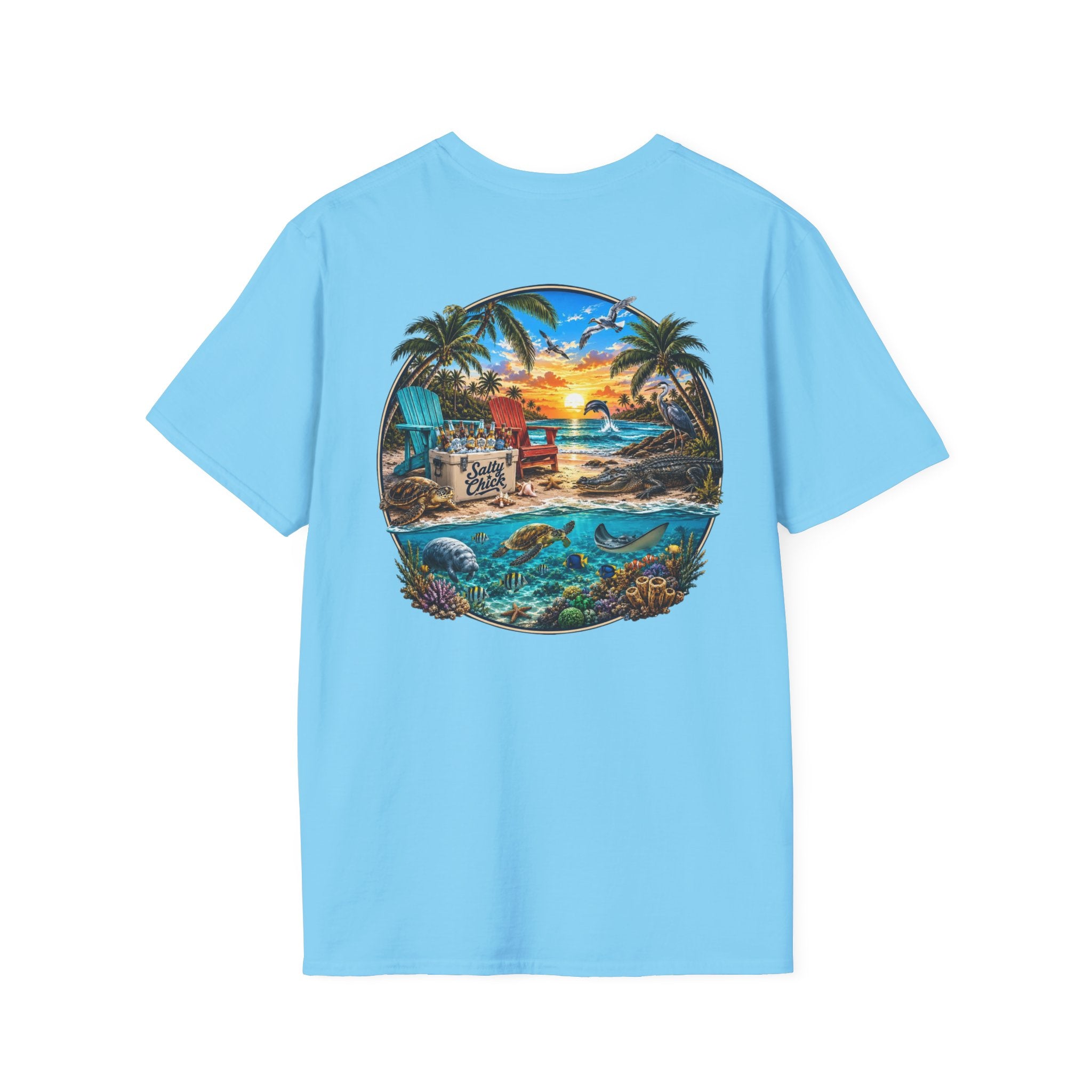 Salty Chick Beach Scene Cotton Tee – Coastal Life