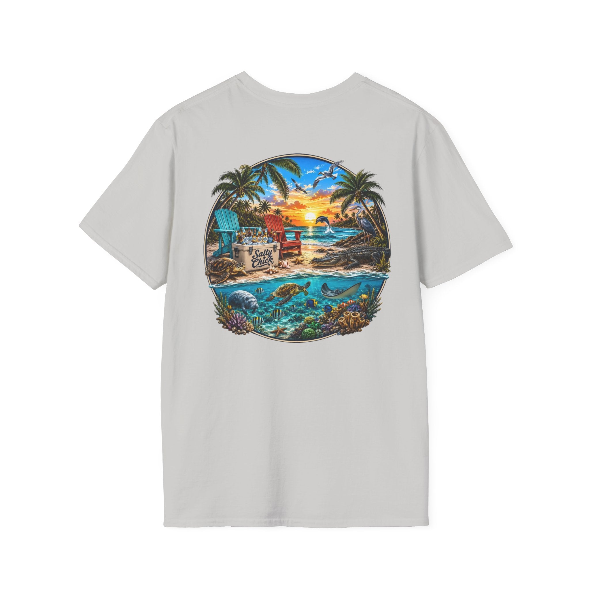 Salty Chick Beach Scene Cotton Tee – Coastal Life