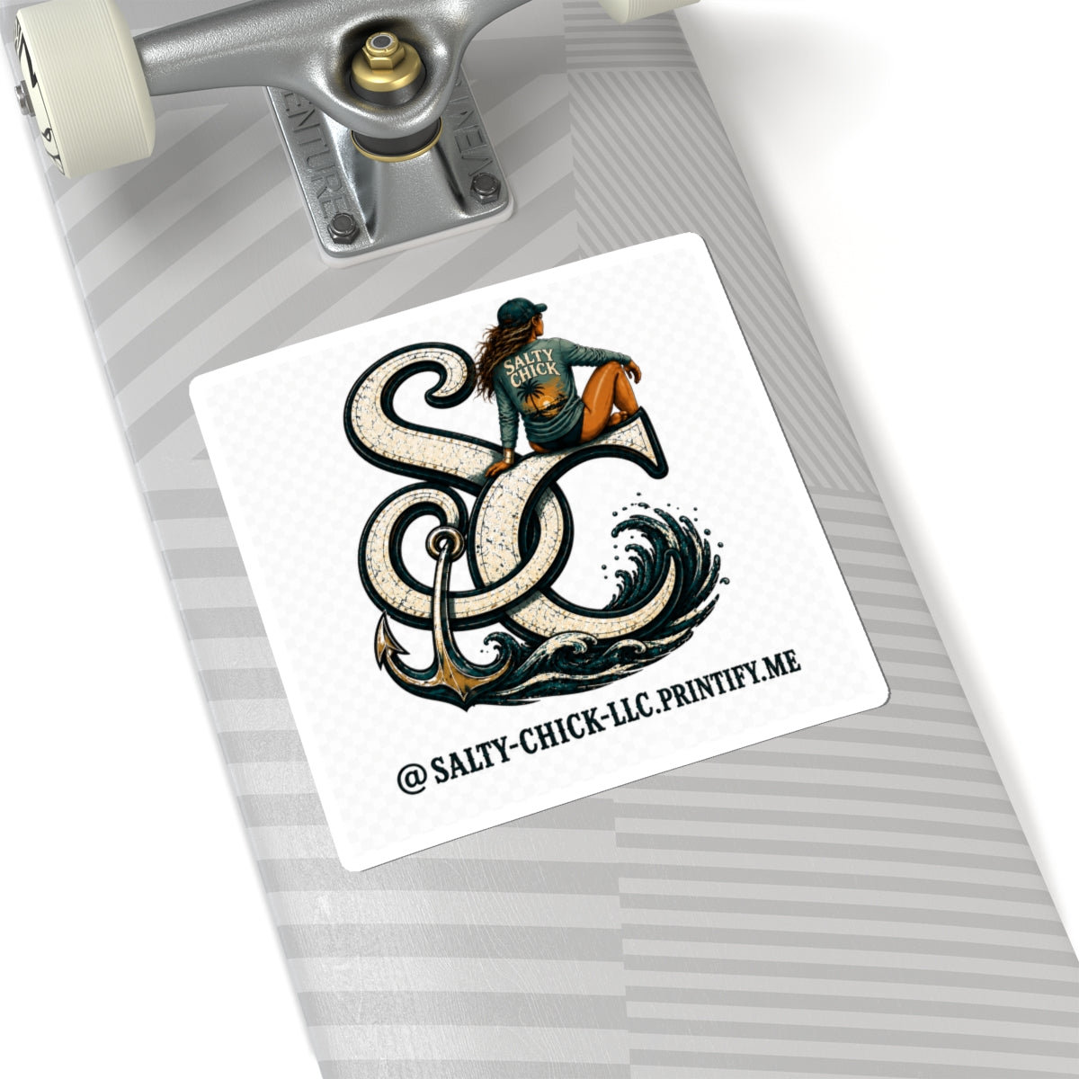 Salty Chick Brunette Logo + Website Kiss-Cut Vinyl Sticker