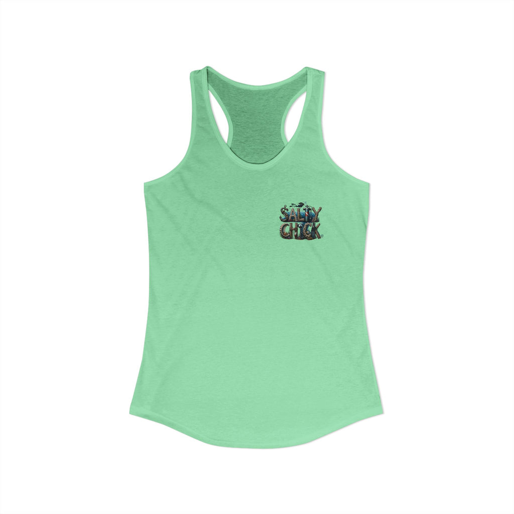Performance Racerback Tank-Diver's Salty Chick lettering