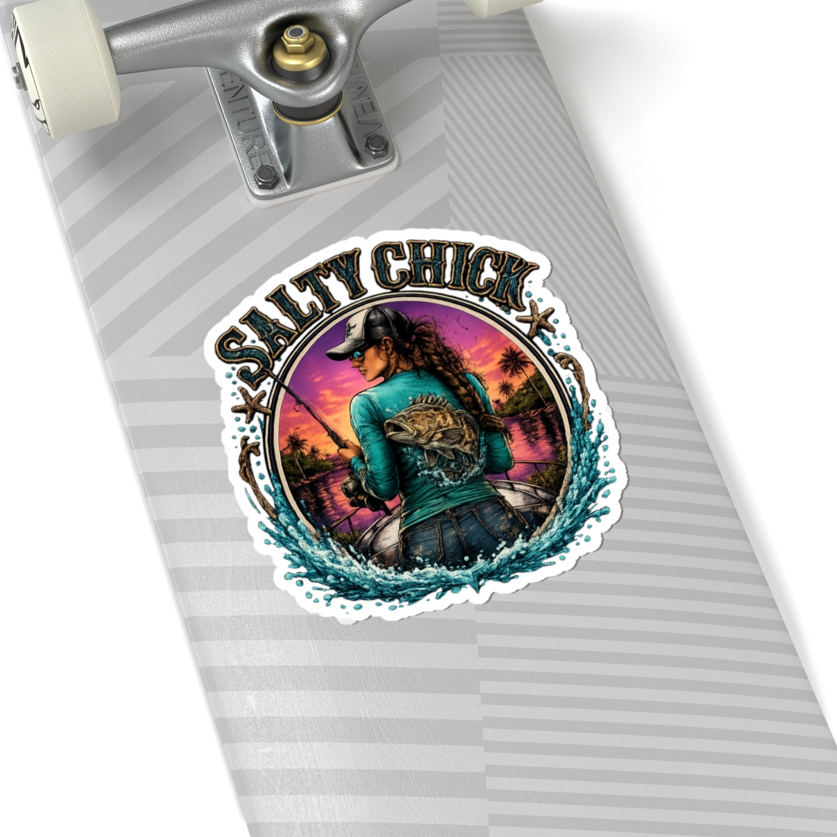 Salty Chick Grouper Fishing Kiss-Cut Vinyl Sticker