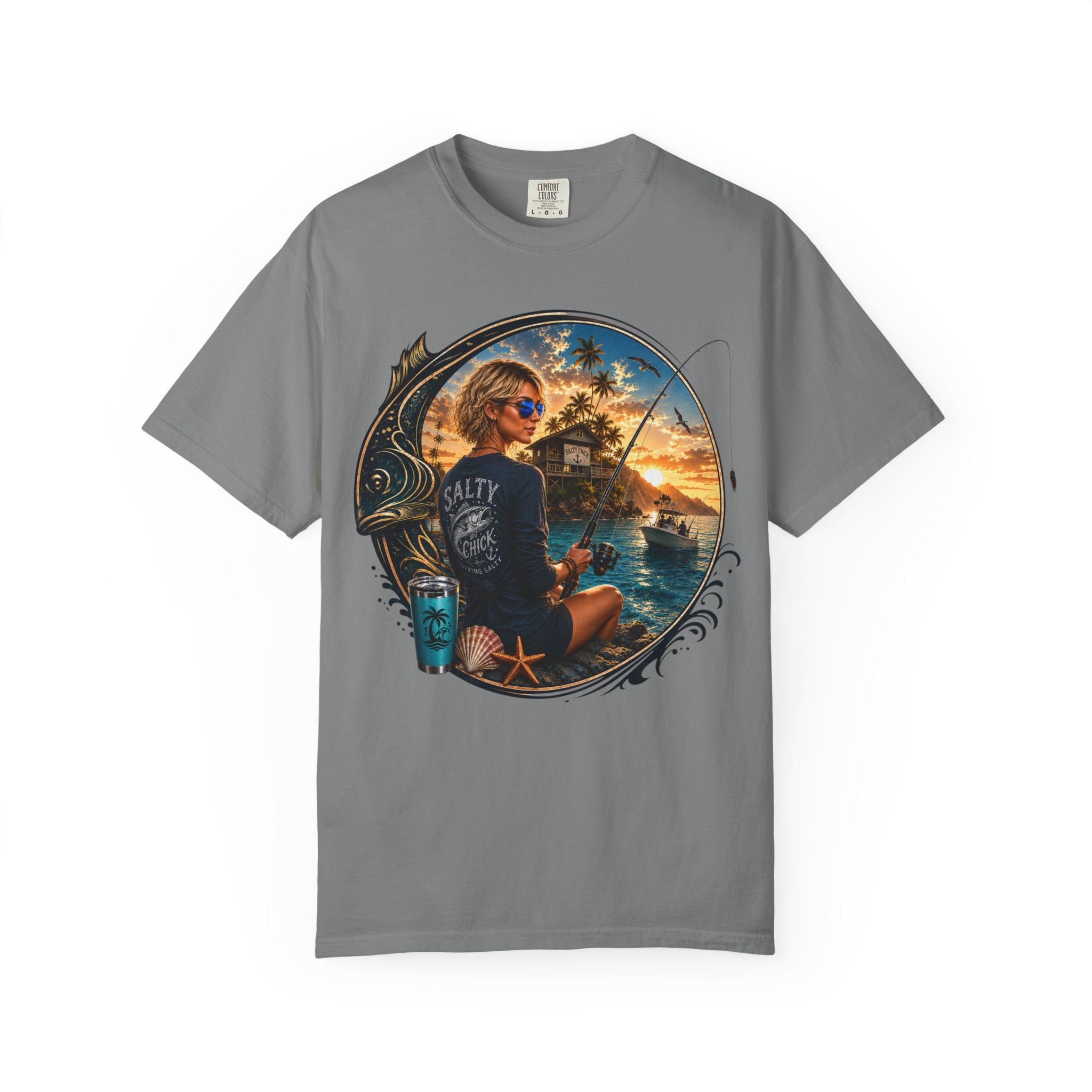 Salty Chick Saltwater & Sunsets Garment-Dyed Cotton Tee – Coastal Life