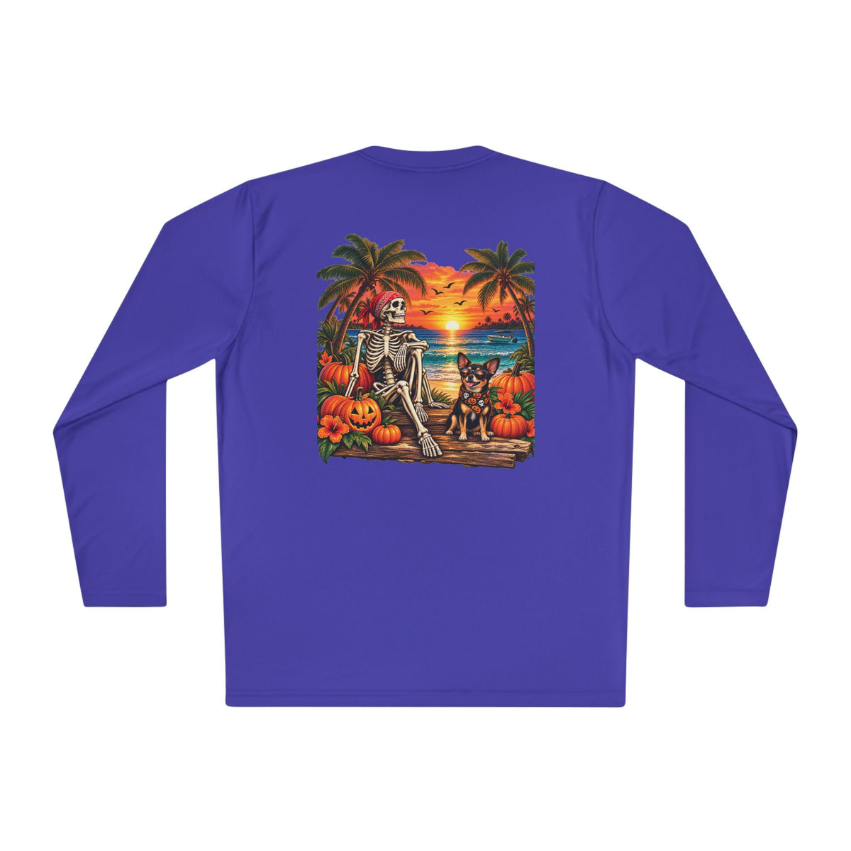 Spooky Shoreside Skeleton & Pup Long Sleeve Moisture Wicking Long Sleeve