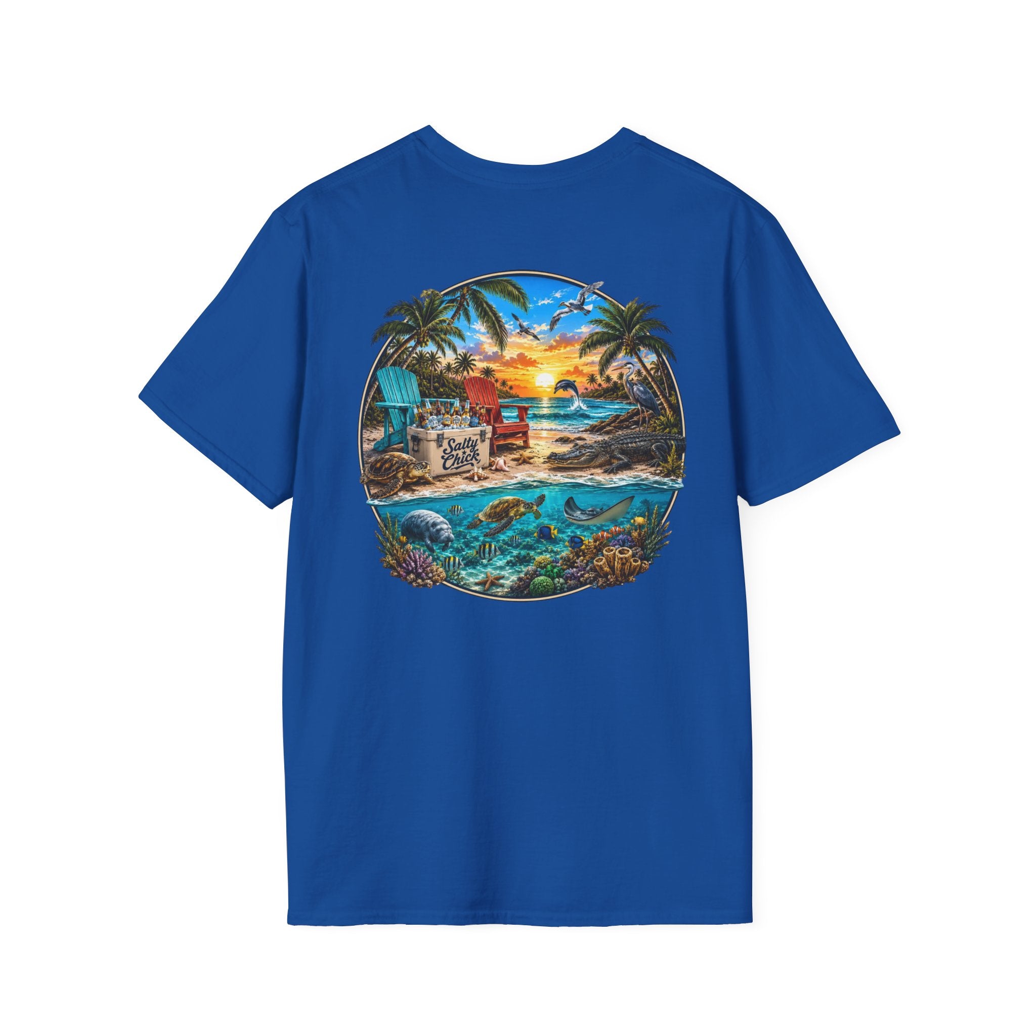 Salty Chick Beach Scene Cotton Tee – Coastal Life
