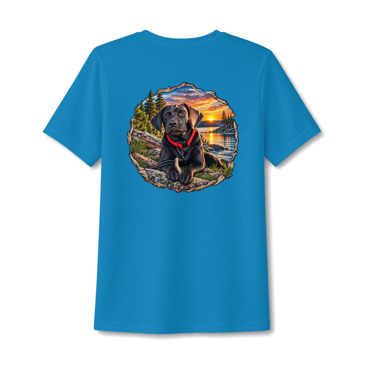 Dog Lake Sunset V-Neck Tee — Choc Lab