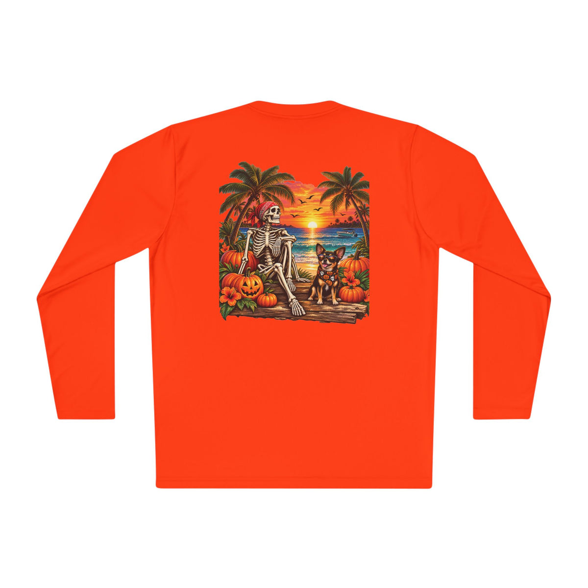 Spooky Shoreside Skeleton & Pup Long Sleeve Moisture Wicking Long Sleeve
