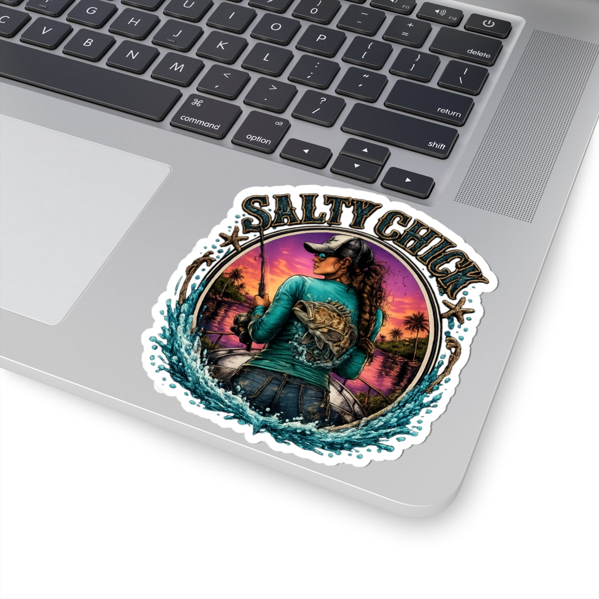 Salty Chick Grouper Fishing Kiss-Cut Vinyl Sticker