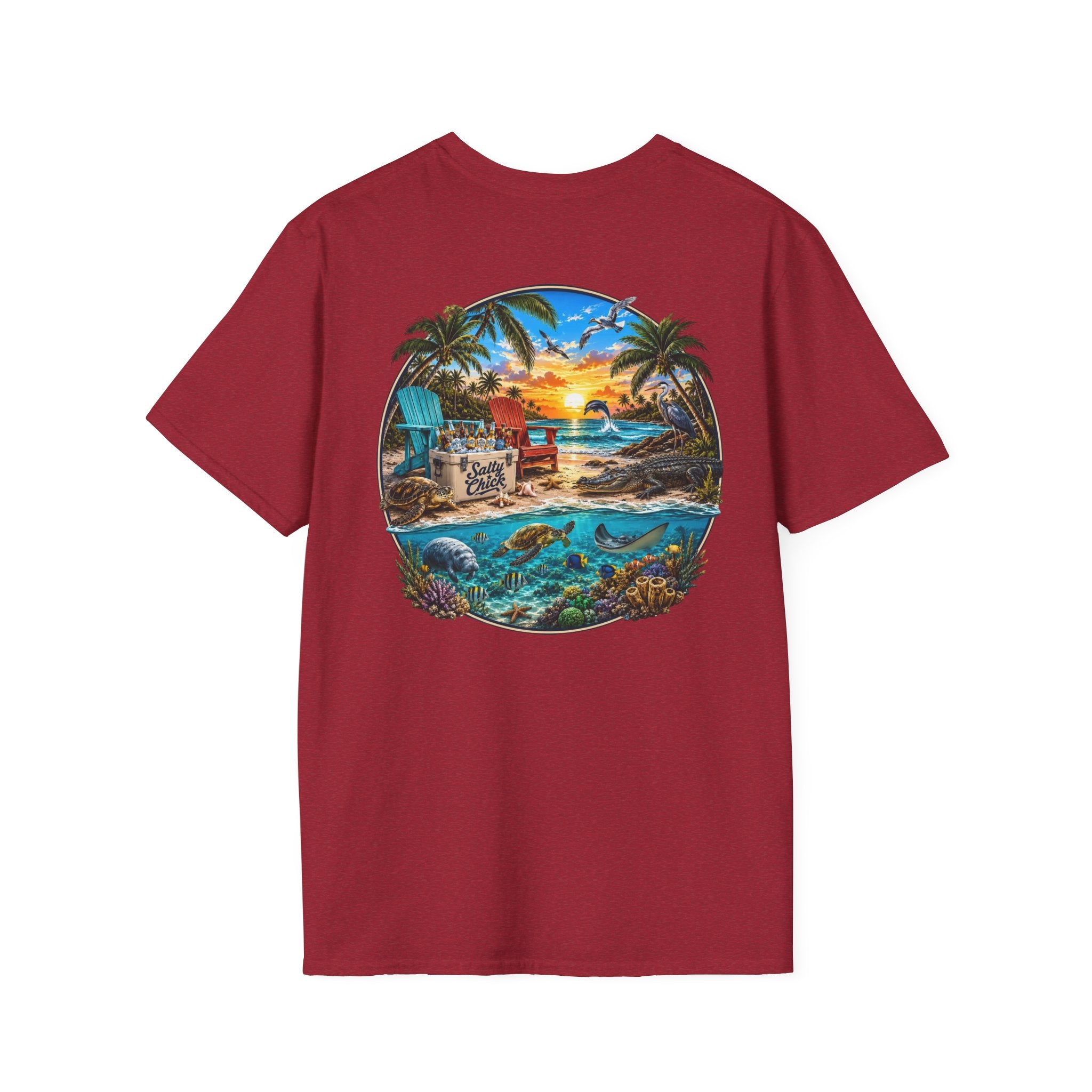 Salty Chick Beach Scene Cotton Tee – Coastal Life