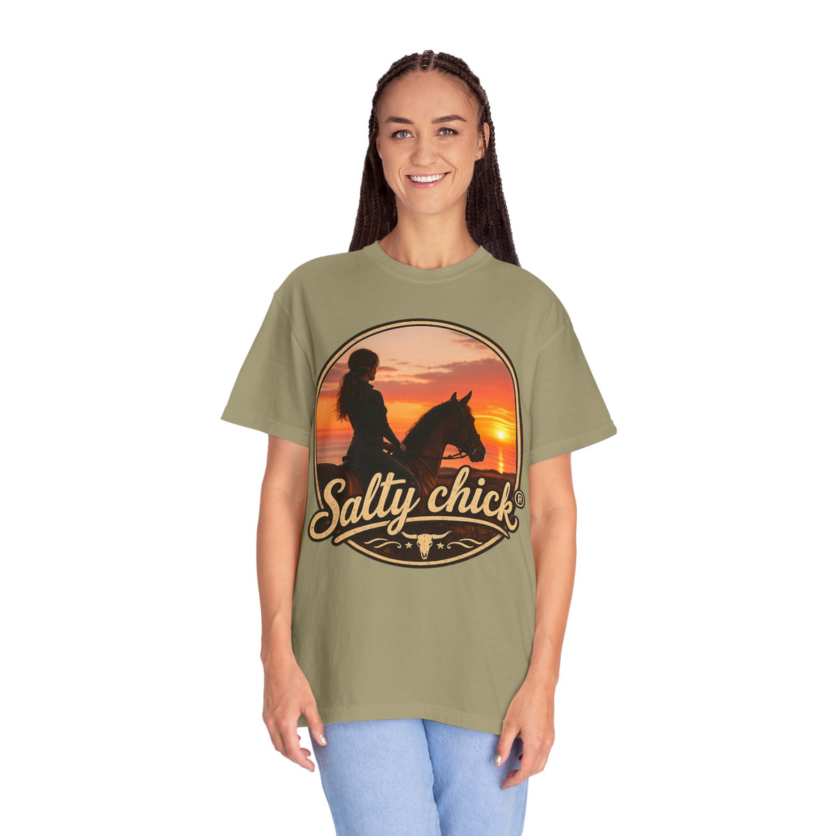 Salty Chick Sunset Ride Garment-Dyed Cotton Tee – Coastal Life