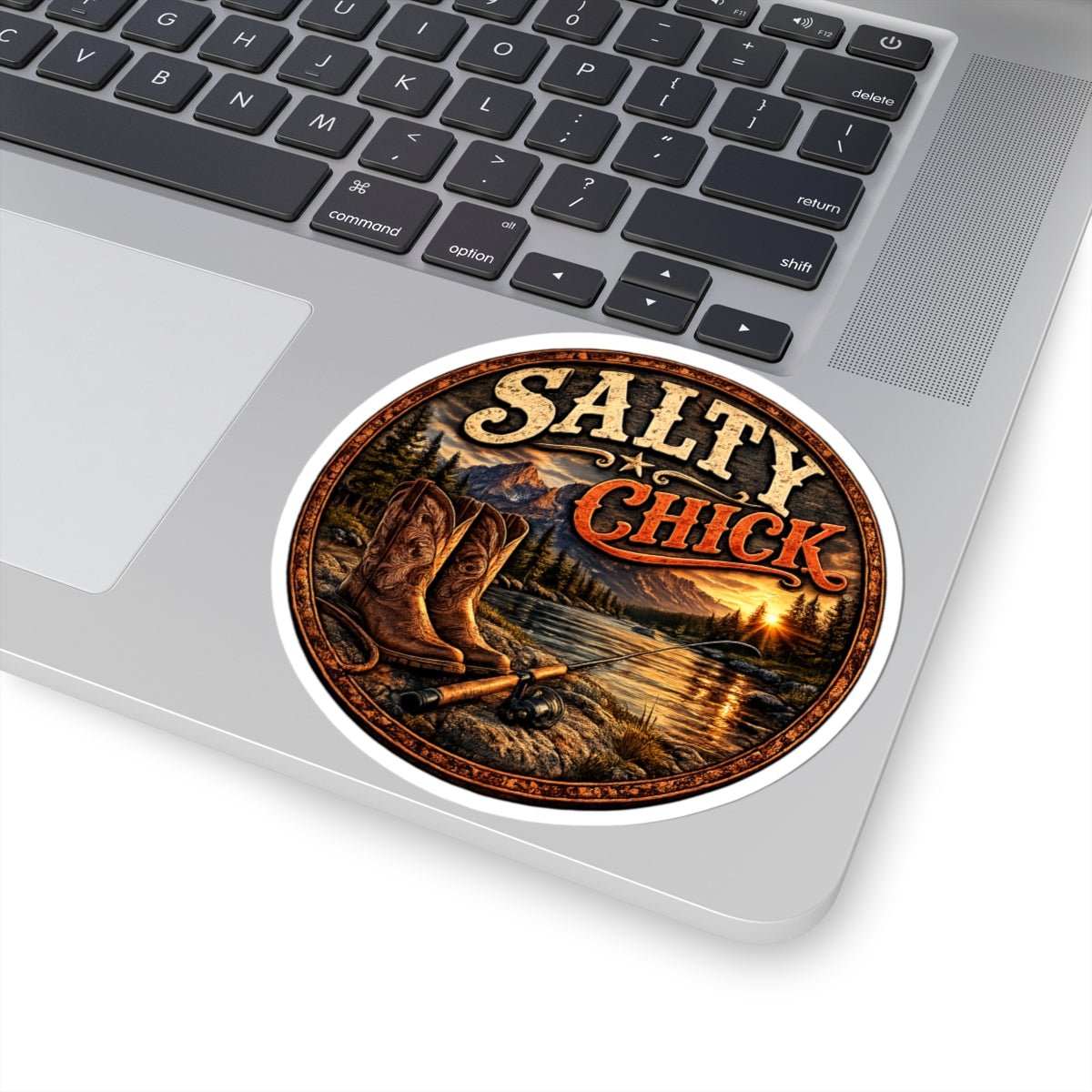 Salty Chick Boots & Fishing Pole Kiss-Cut Vinyl Sticker