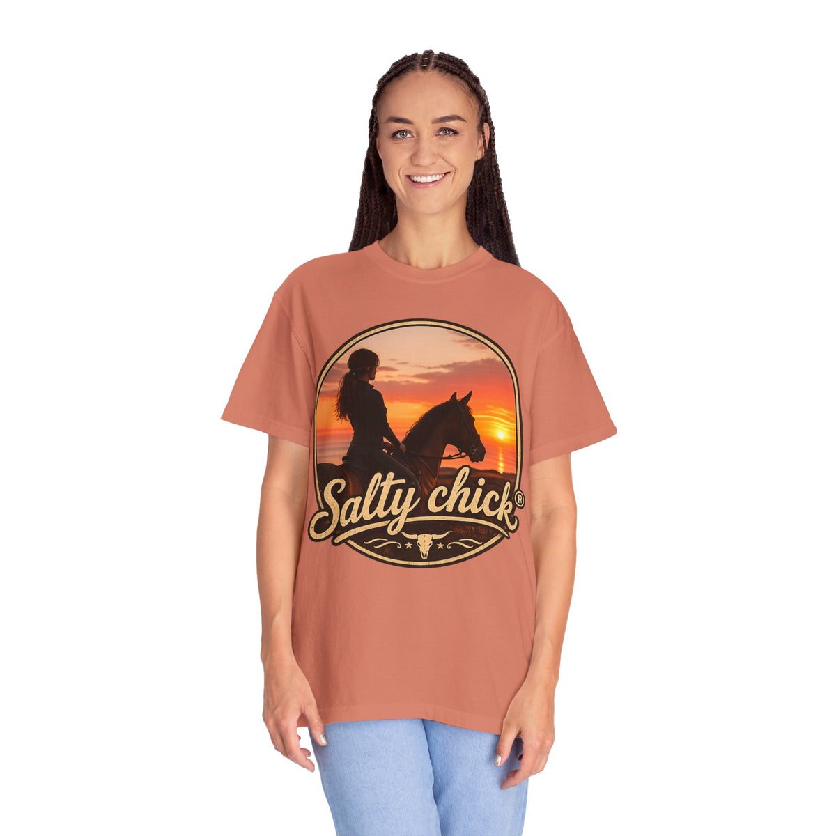 Salty Chick Sunset Ride Garment-Dyed Cotton Tee – Coastal Life