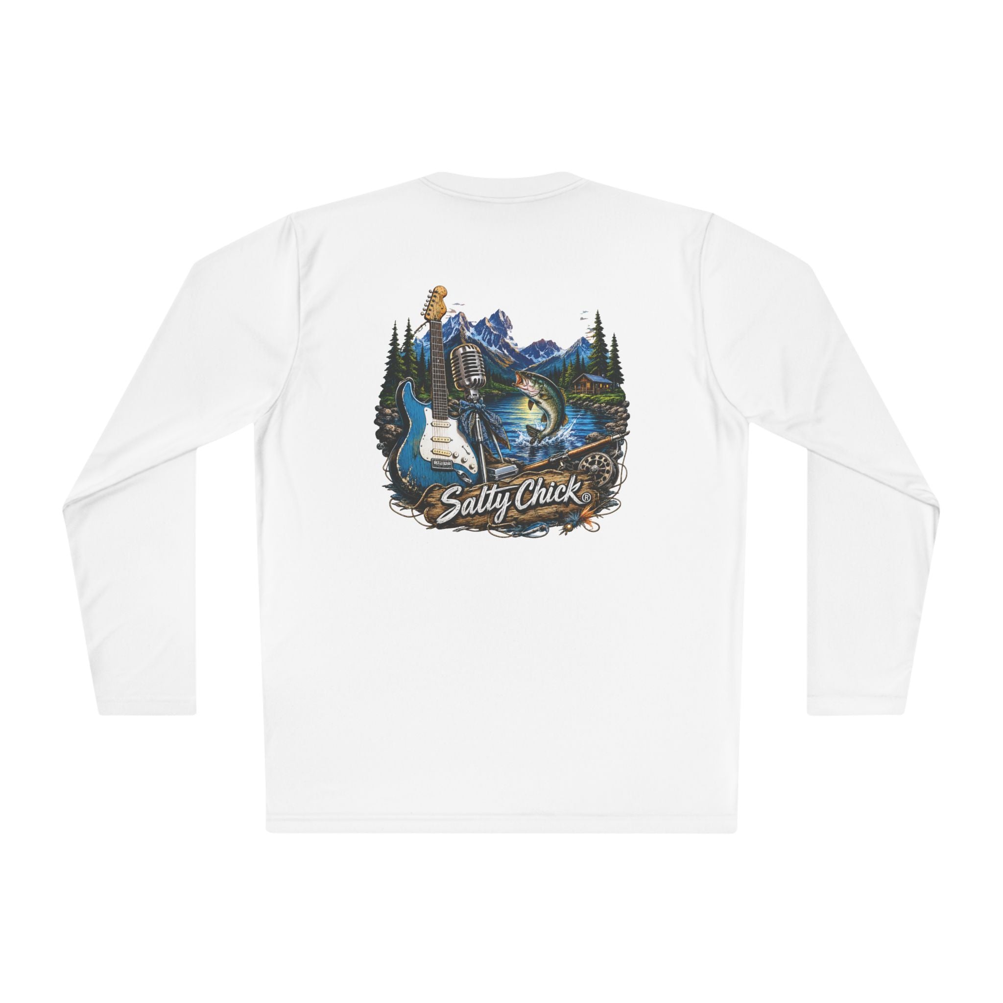 Salty Chick Guitar, Mic & Rod Long Sleeve – Fishing