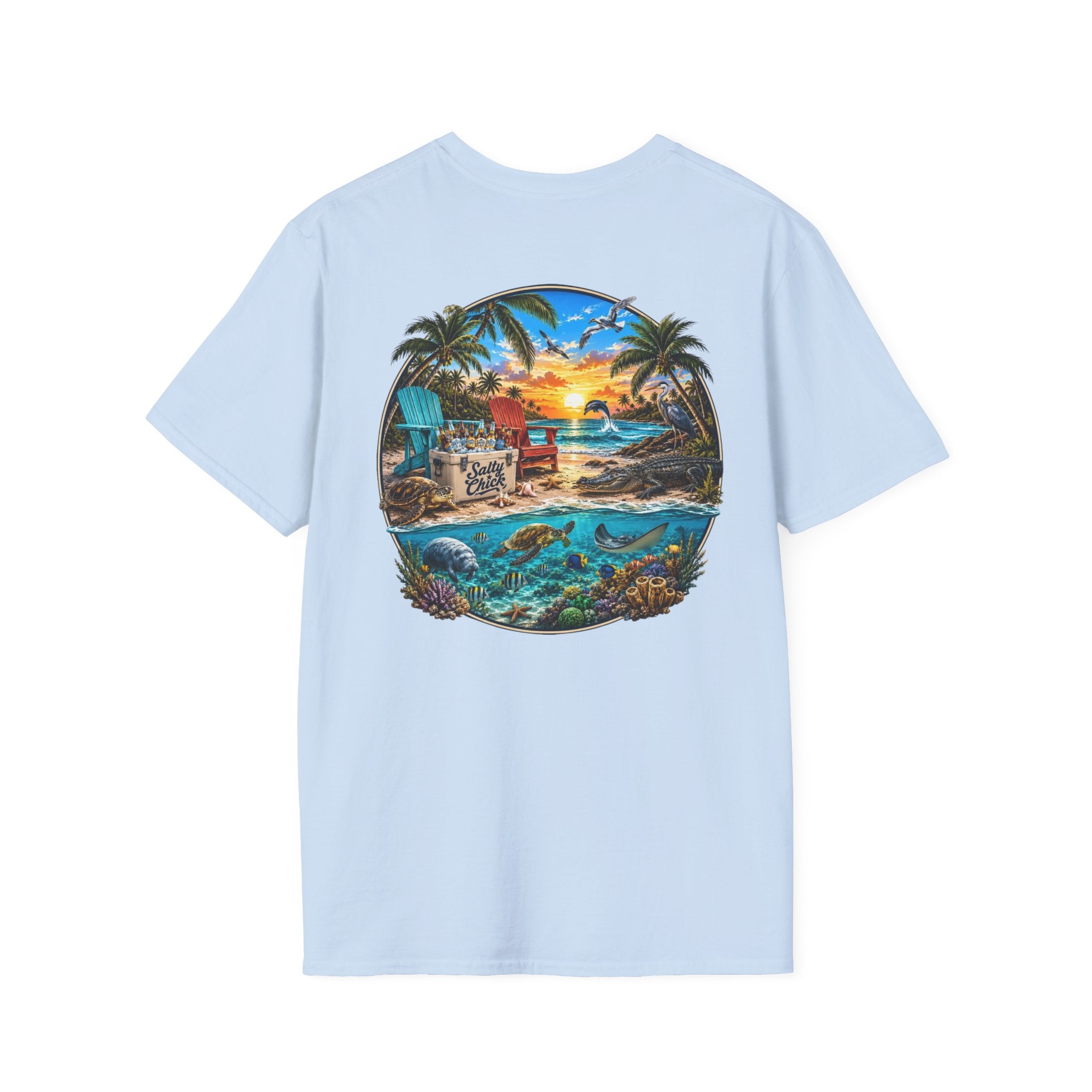 Salty Chick Beach Scene Cotton Tee – Coastal Life