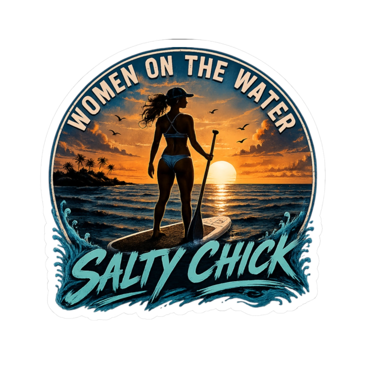 Salty Chick Paddle Boarder Kiss-Cut Vinyl Sticker