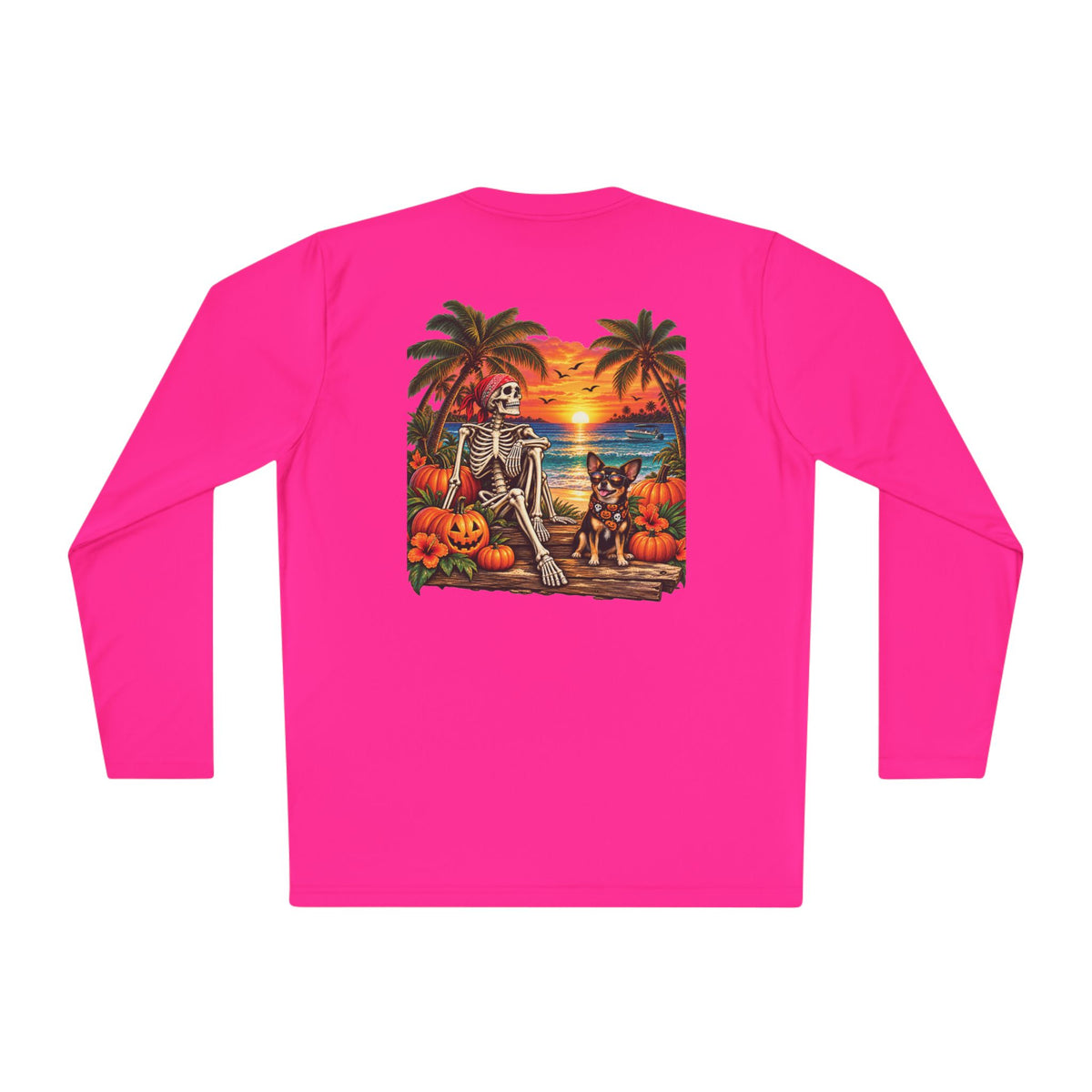 Spooky Shoreside Skeleton & Pup Long Sleeve Moisture Wicking Long Sleeve