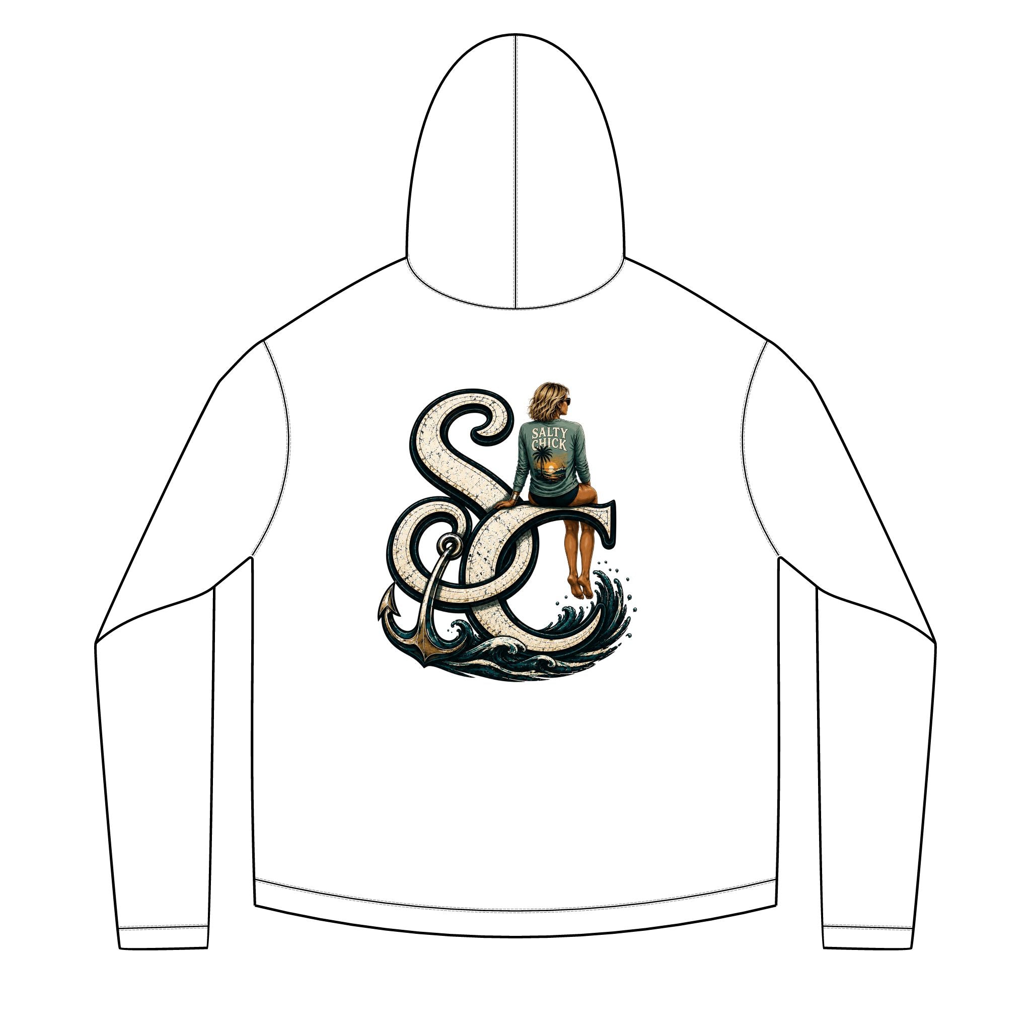 Salty Chick Blonde Female Logo Long Sleeve Solar Hoodie