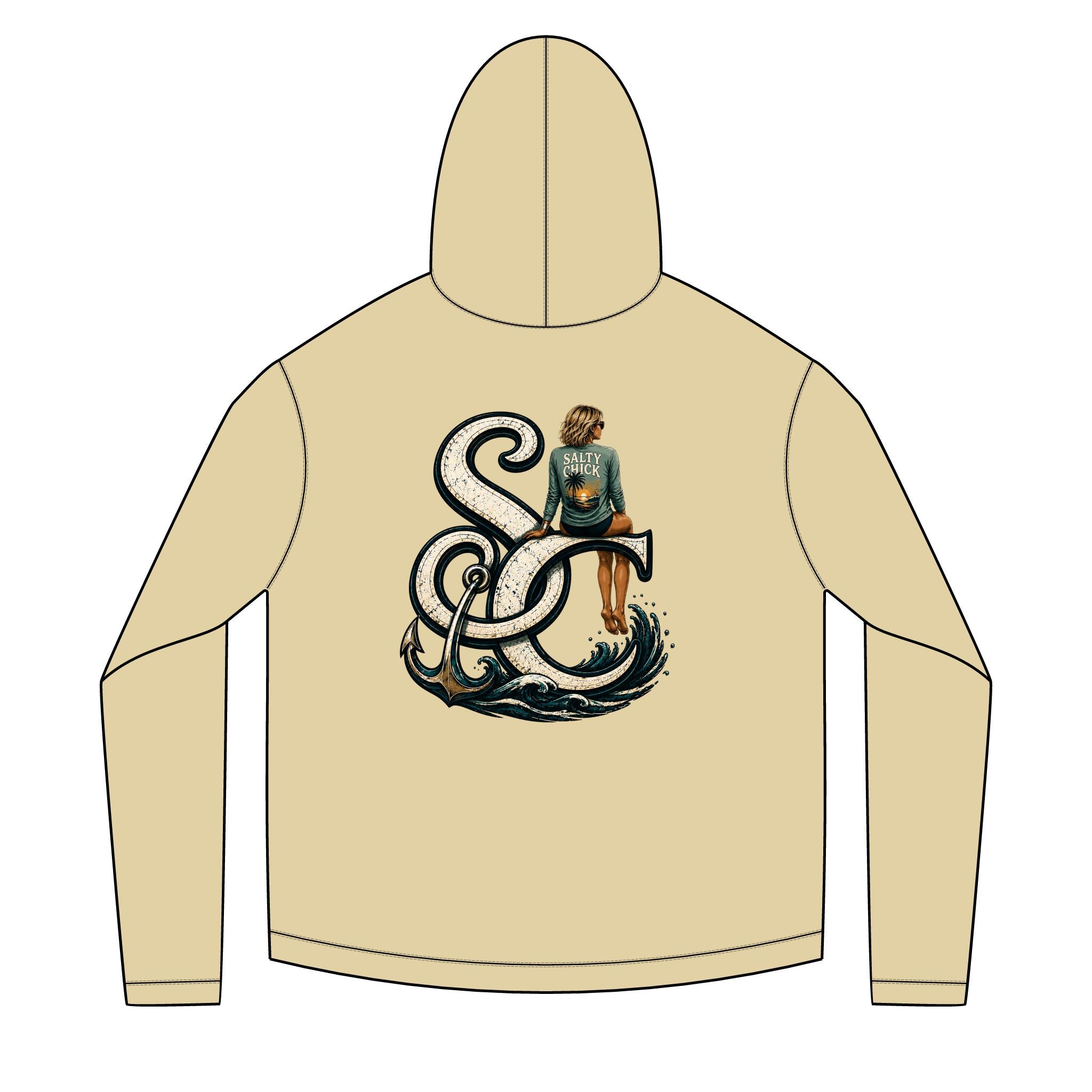 Salty Chick Blonde Female Logo Long Sleeve Solar Hoodie