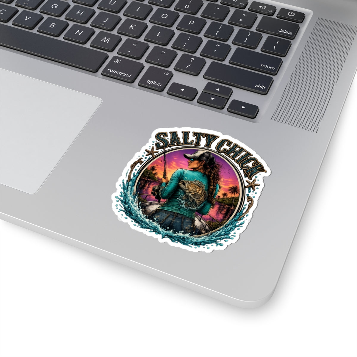 Salty Chick Grouper Fishing Kiss-Cut Vinyl Sticker