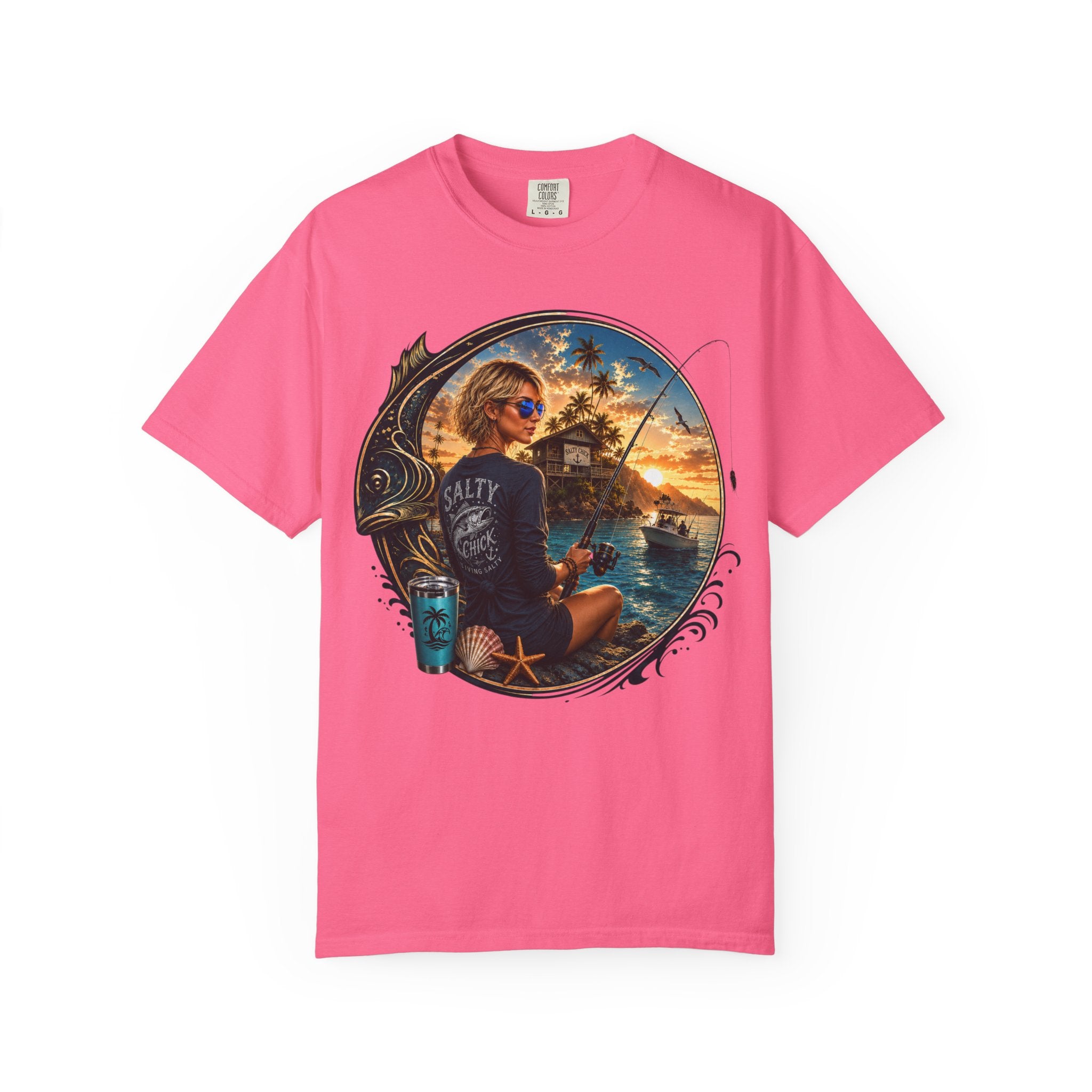 Salty Chick Saltwater & Sunsets Garment-Dyed Cotton Tee – Coastal Life