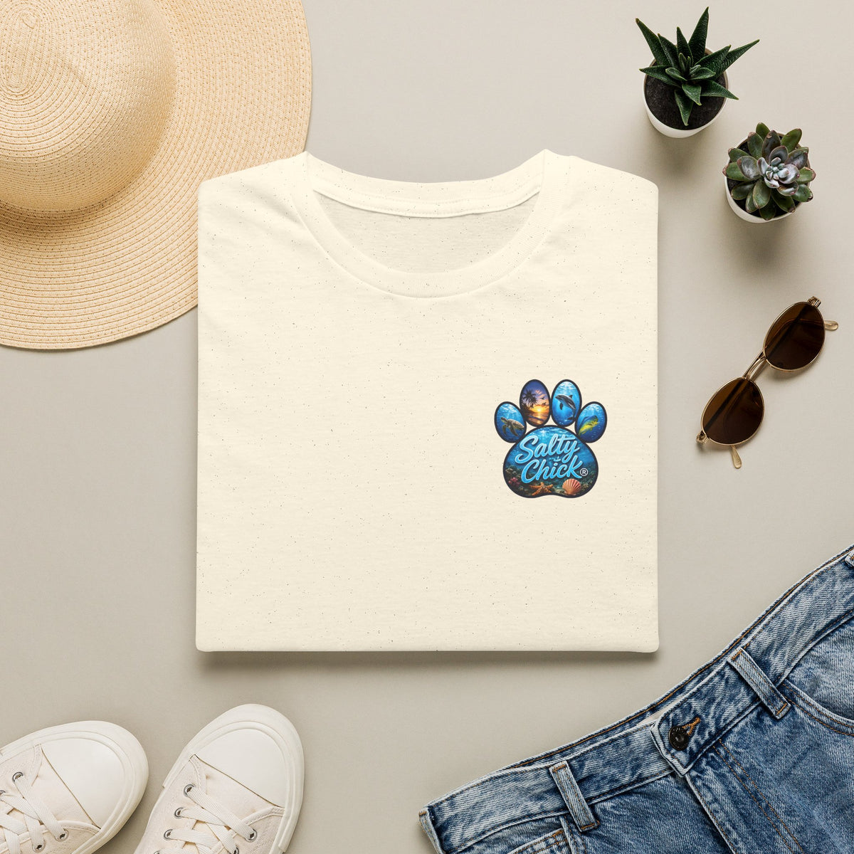 Cotton Tee- Beach days are better with four paws