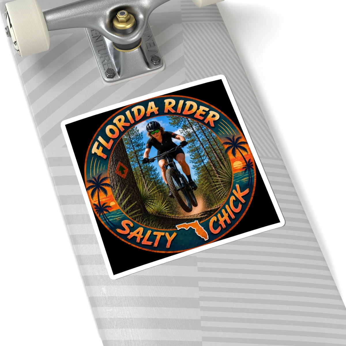 Salty Chick Mountain Biker Kiss-Cut Vinyl Sticker – Mountain Biking & Trails