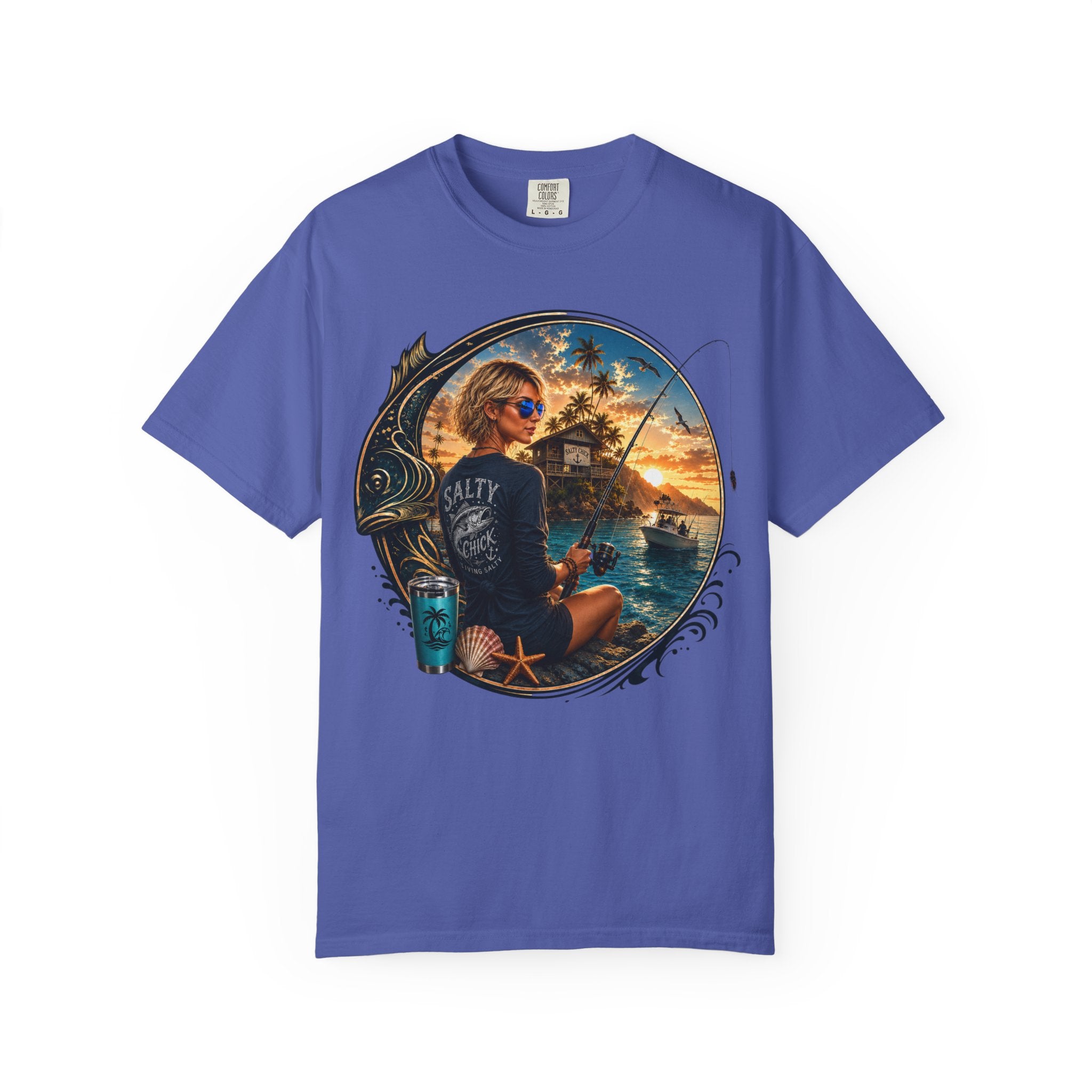 Salty Chick Saltwater & Sunsets Garment-Dyed Cotton Tee – Coastal Life