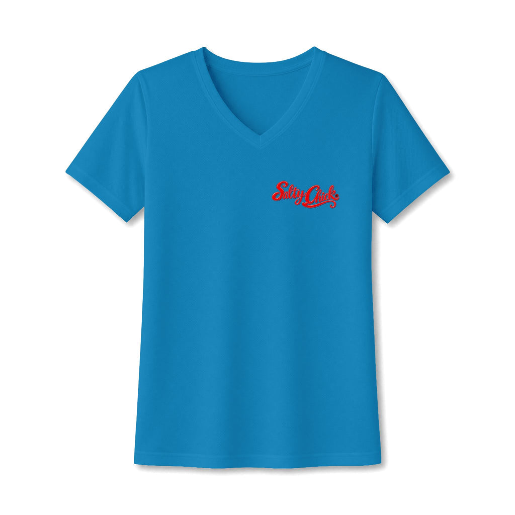 Dog Lake Sunset V-Neck Tee — Choc Lab