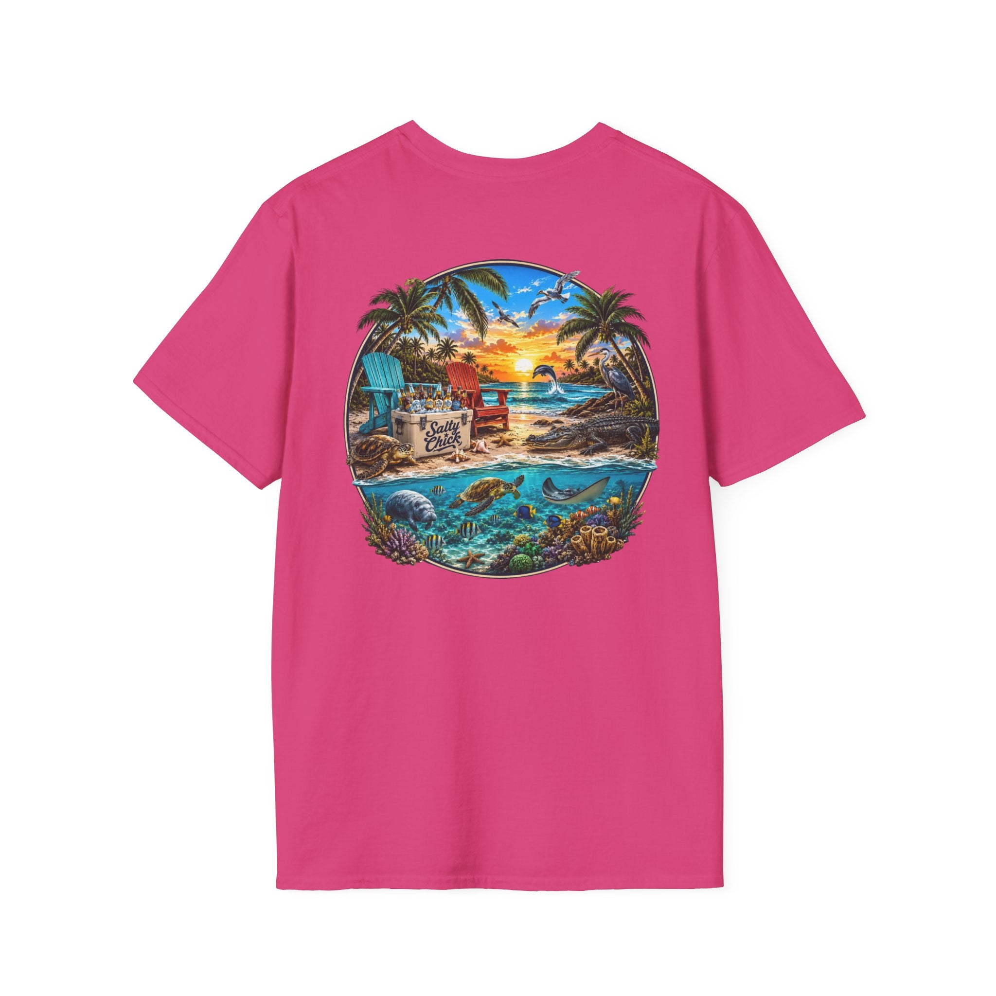 Salty Chick Beach Scene Cotton Tee – Coastal Life