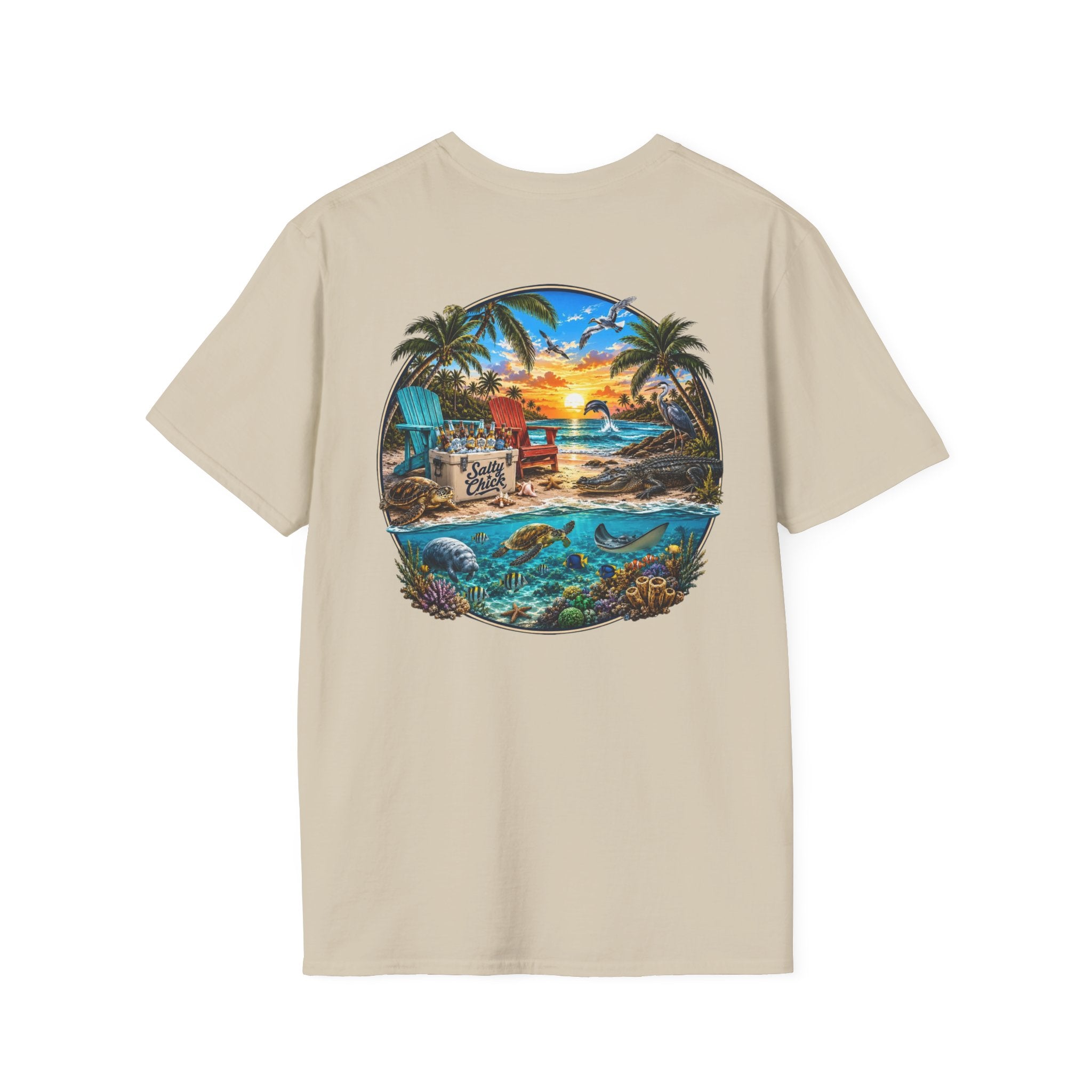 Salty Chick Beach Scene Cotton Tee – Coastal Life