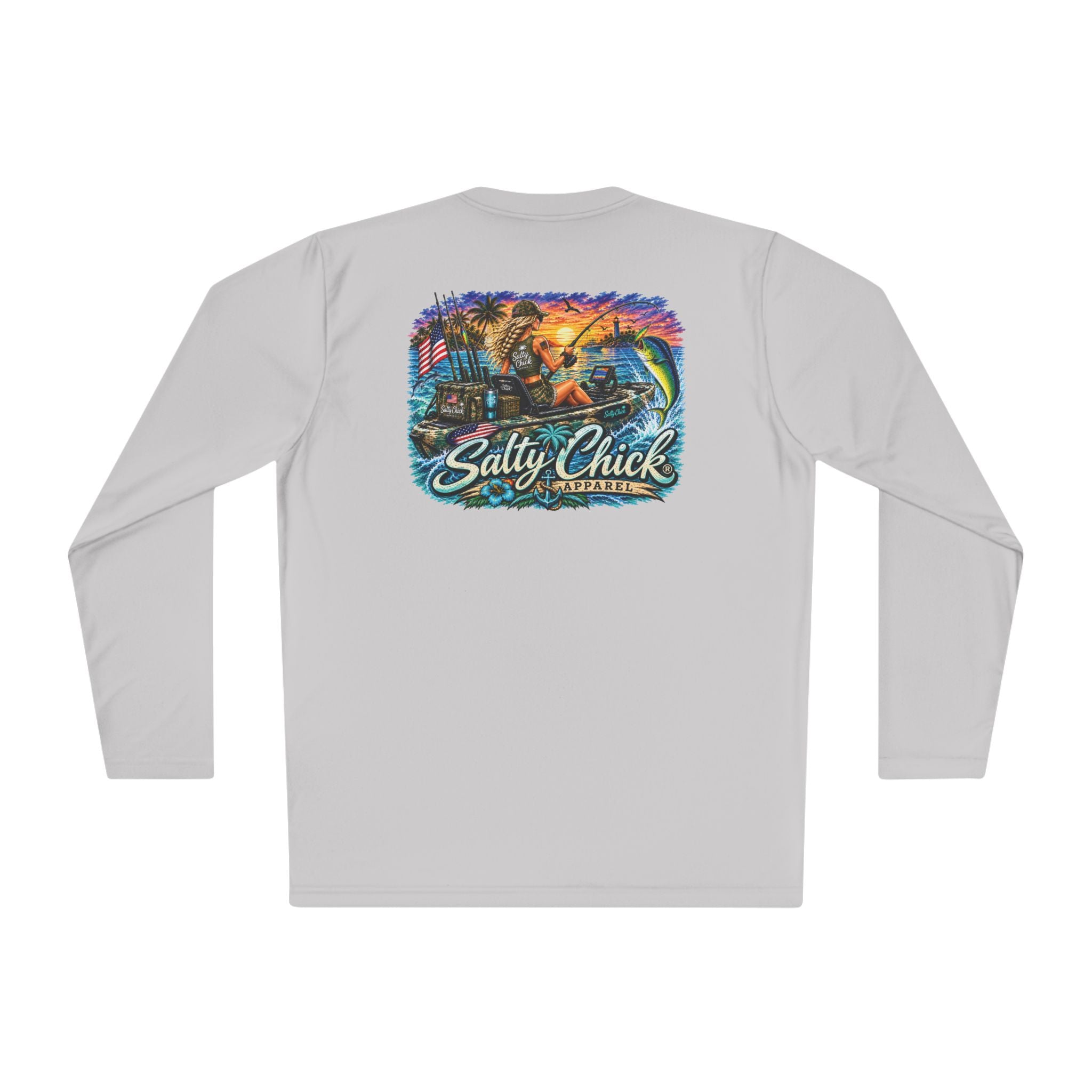 Moisture Wicking Long Sleeve-Fishing Military on kayak