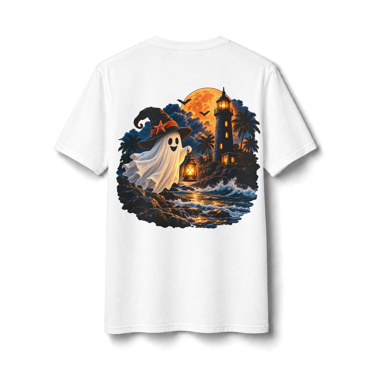 Moonlit Lighthouse Ghost Halloween Shirt