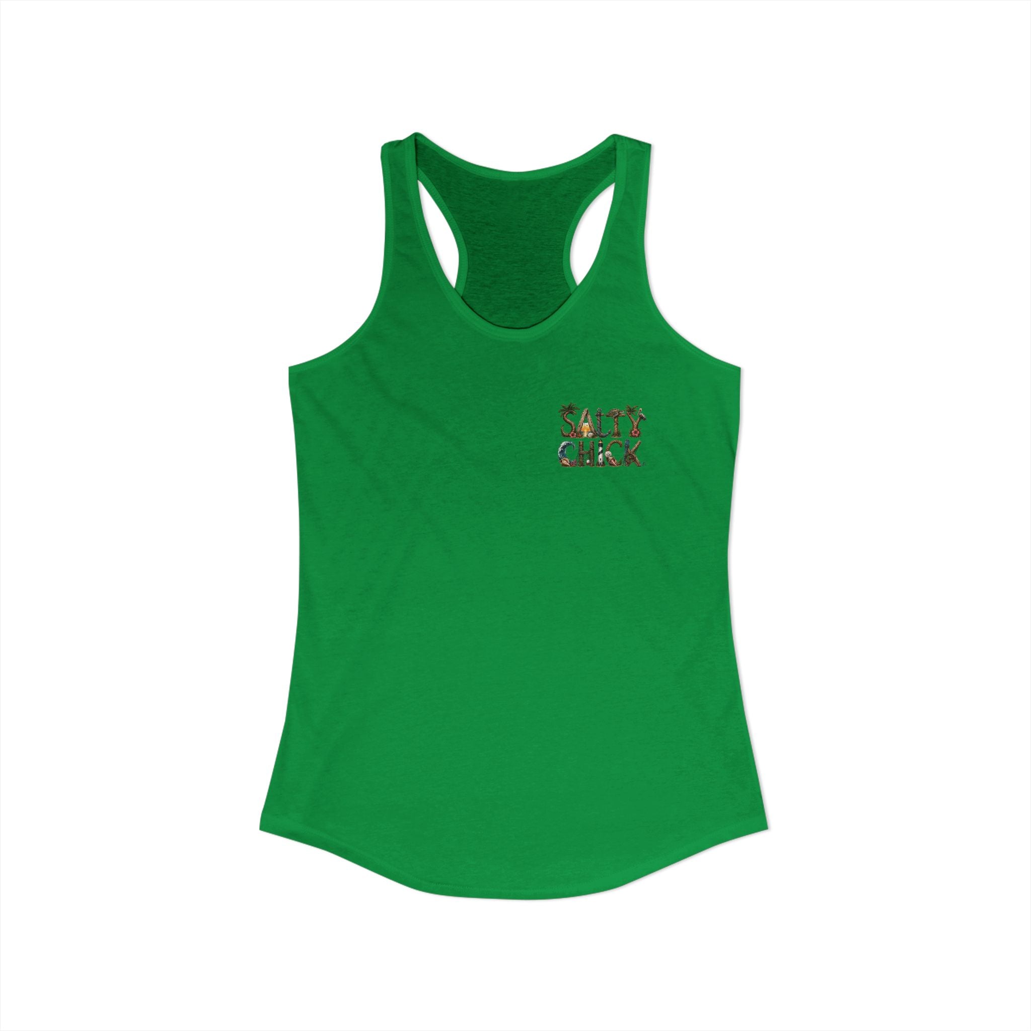 Performance Racerback Tank-Diver's Salty Chick lettering