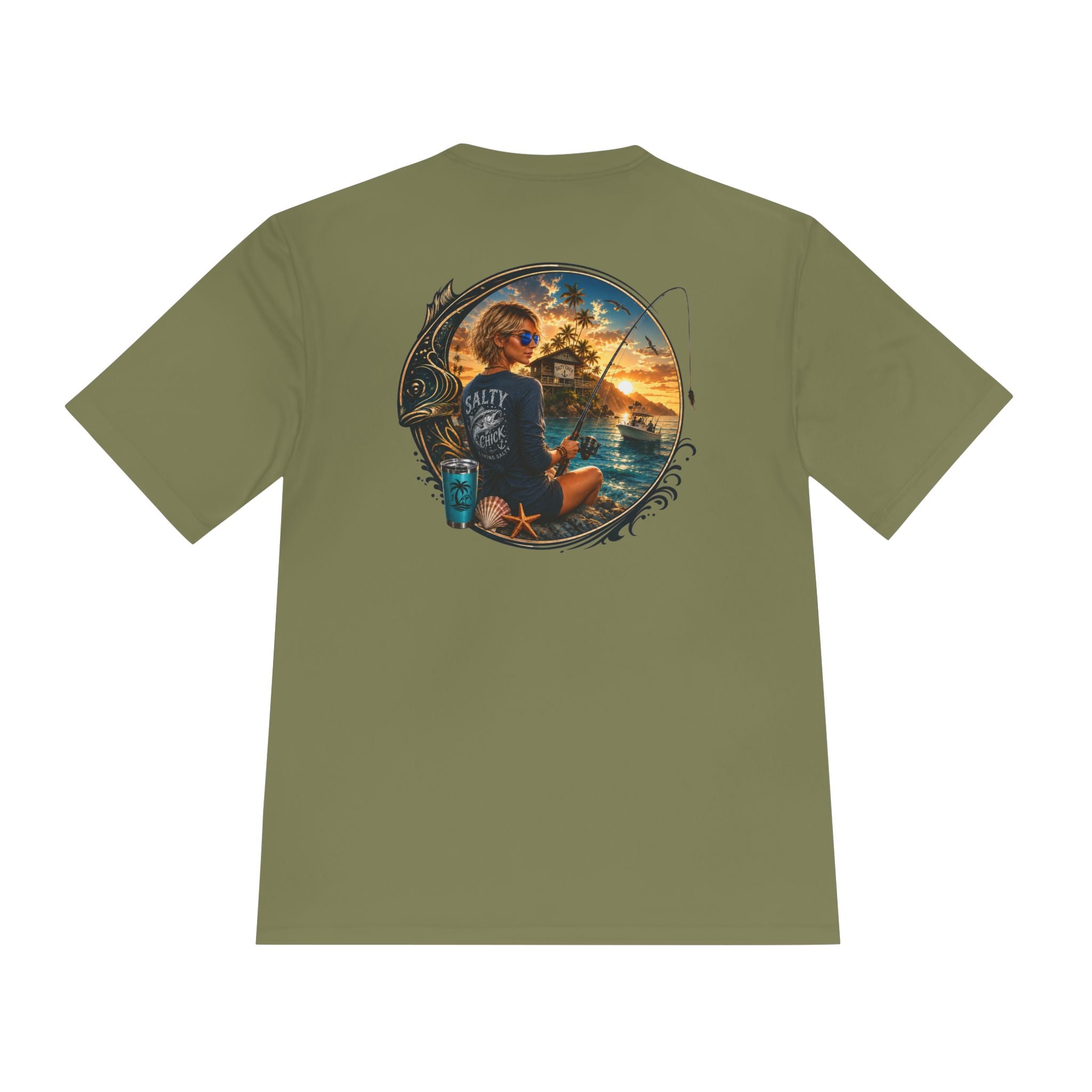 Salty Chick Hooked Moisture Wicking Tee – Fishing
