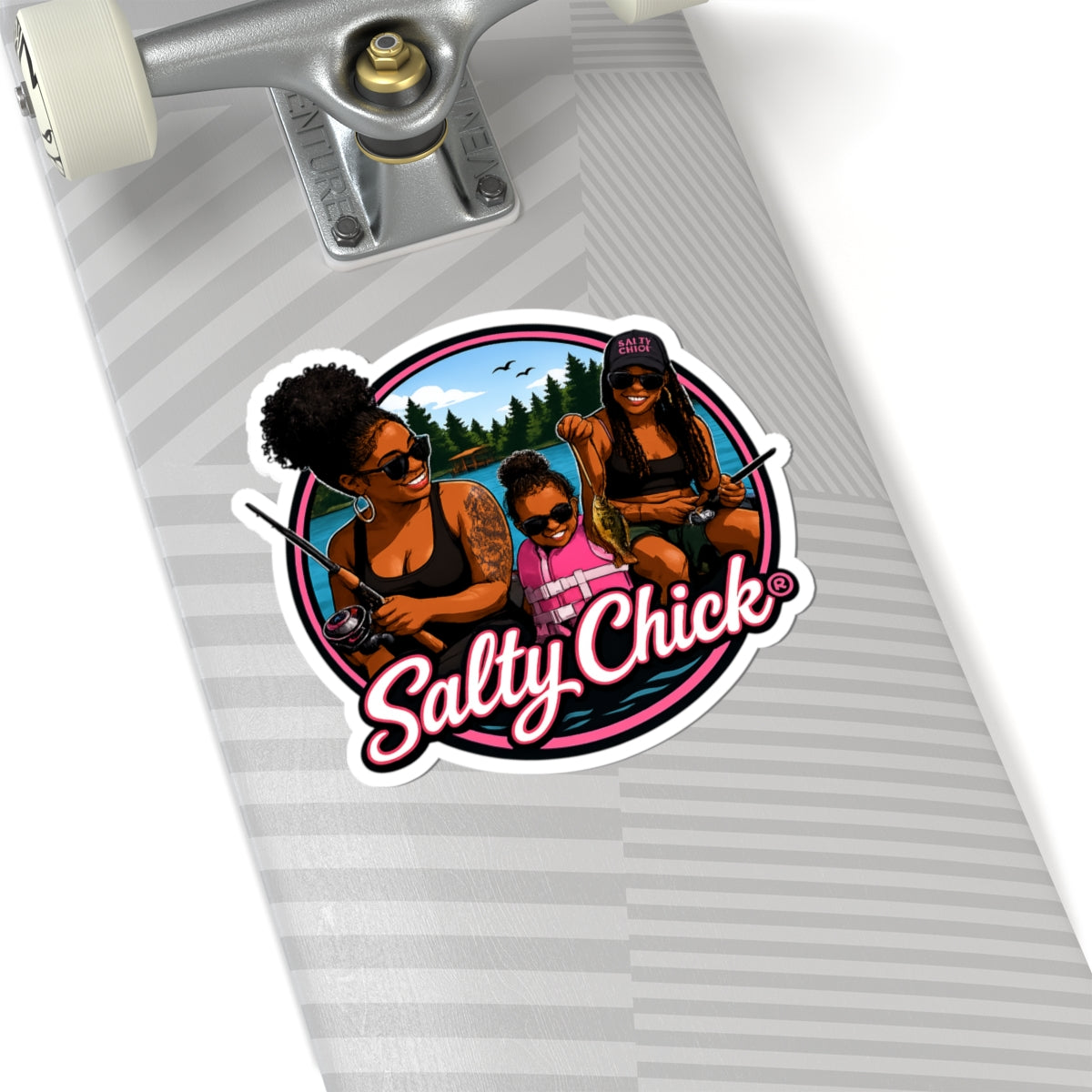 Salty Chick Mom & Child Fishing Kiss-Cut Vinyl Sticker