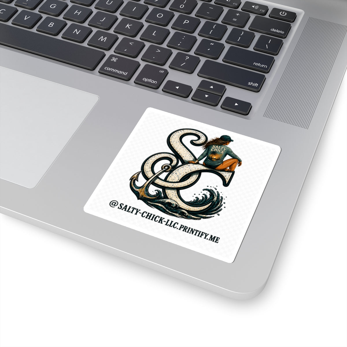 Salty Chick Brunette Logo + Website Kiss-Cut Vinyl Sticker