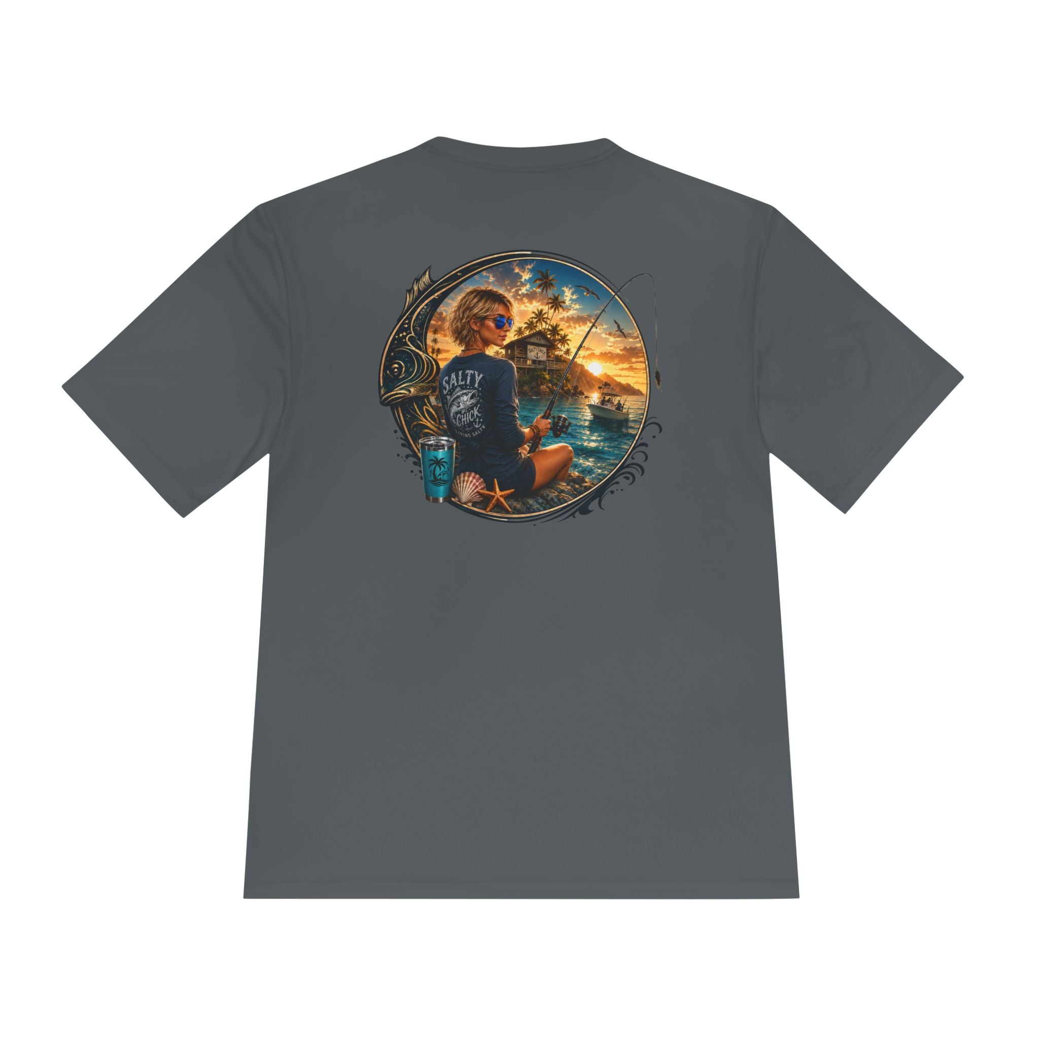 Salty Chick Hooked Moisture Wicking Tee – Fishing