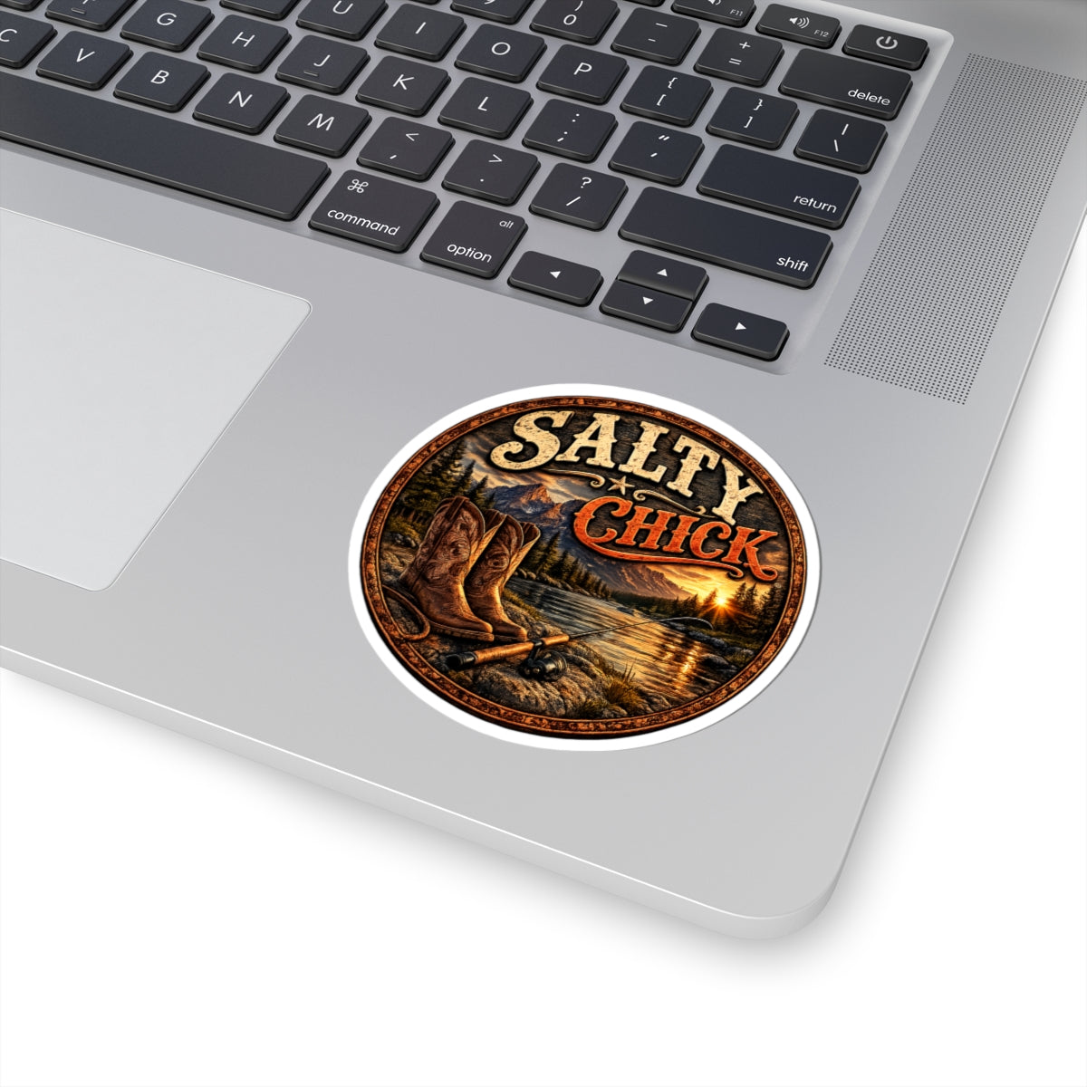 Salty Chick Boots & Fishing Pole Kiss-Cut Vinyl Sticker
