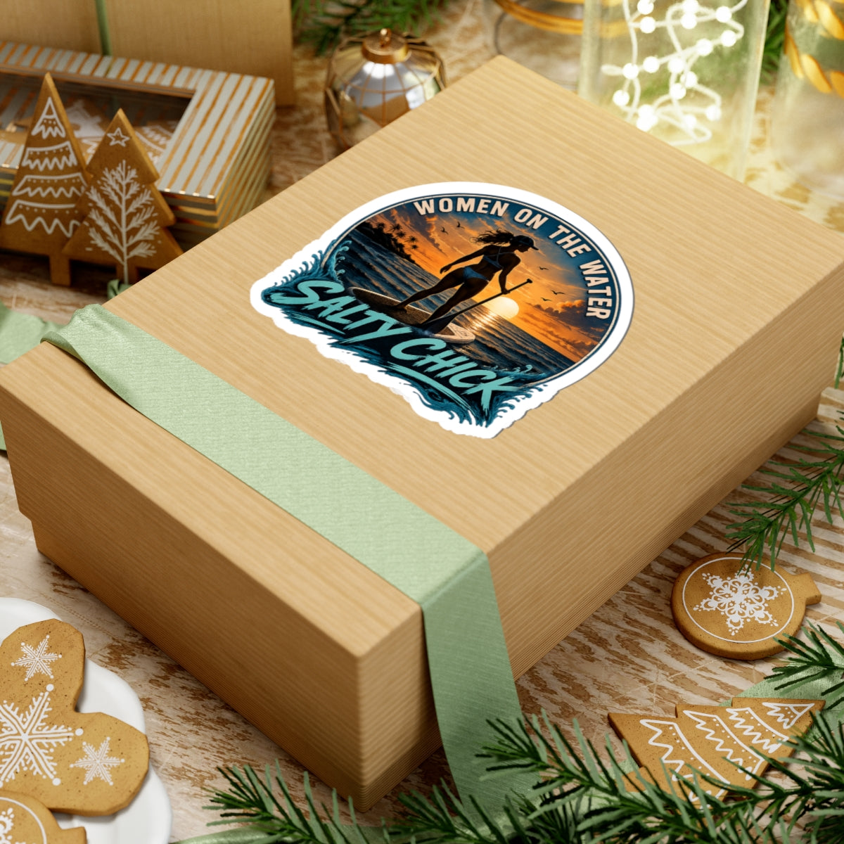 Salty Chick Paddle Boarder Kiss-Cut Vinyl Sticker