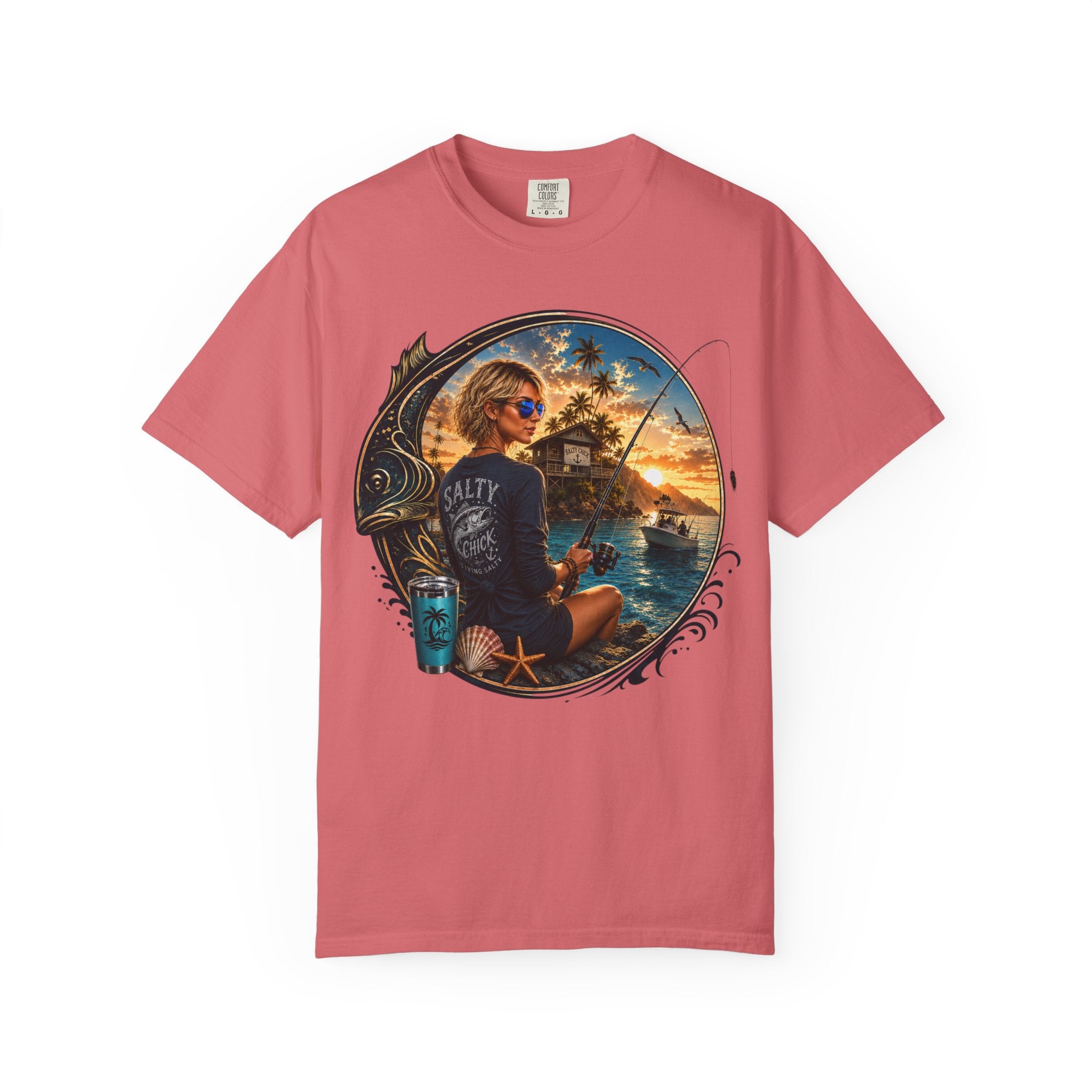 Salty Chick Saltwater & Sunsets Garment-Dyed Cotton Tee – Coastal Life