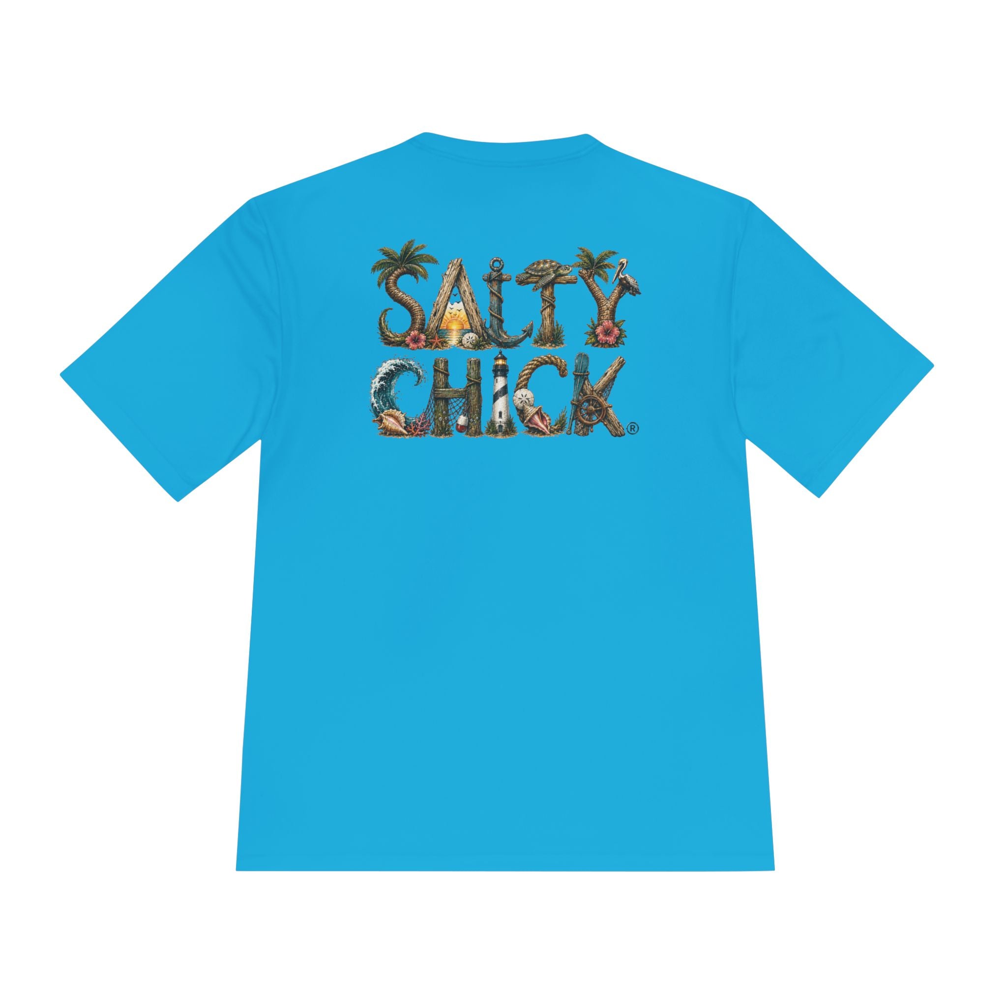 Salty Chick Lettering Moisture Wicking Short Sleeve – Coastal Life