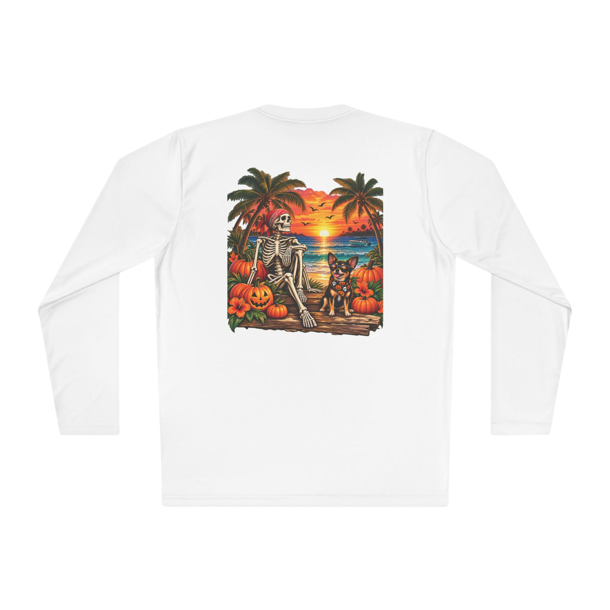 Spooky Shoreside Skeleton & Pup Long Sleeve Moisture Wicking Long Sleeve