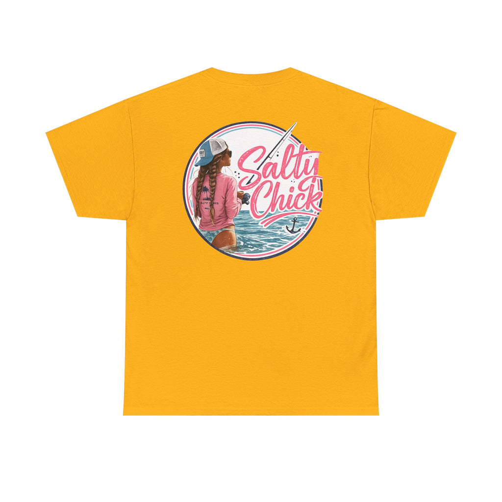Salty Chick Hooked & Happy Heavy Cotton Tee – Fishing