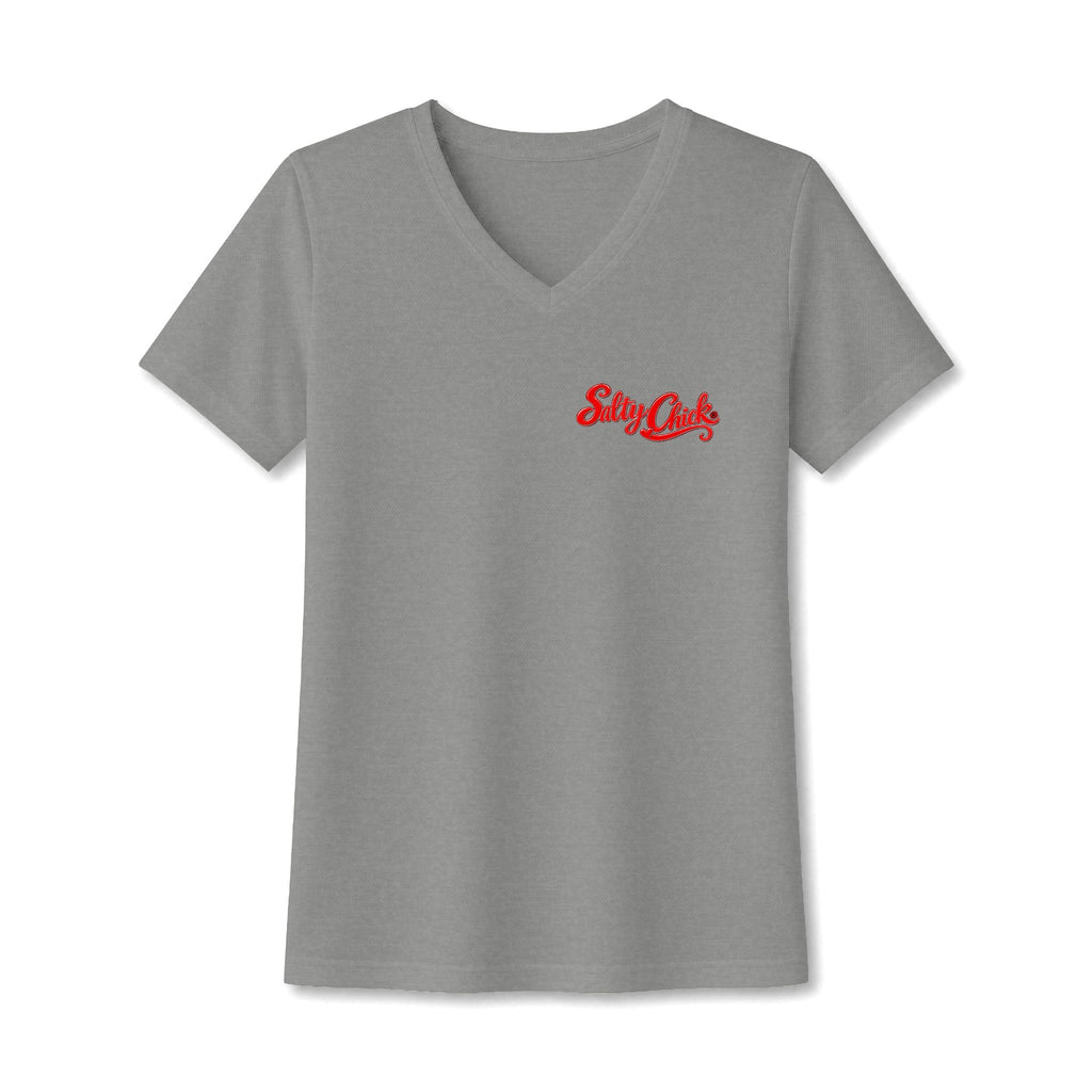 Dog Lake Sunset V-Neck Tee — Choc Lab