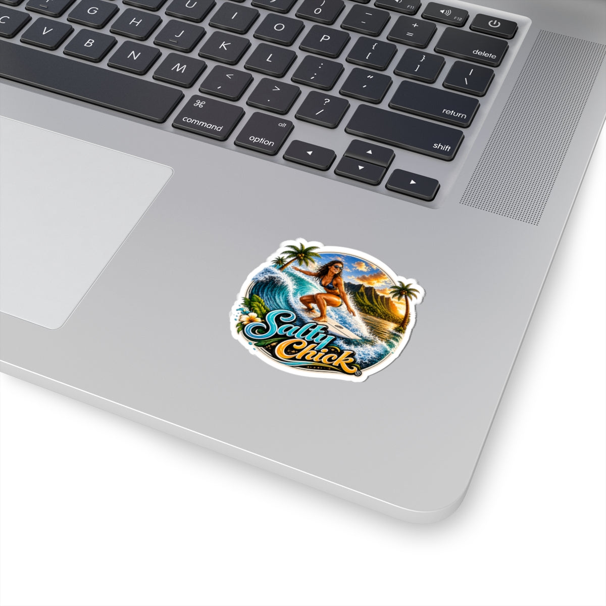 Salty Chick Surf & Sunset Kiss-Cut Vinyl Sticker – Coastal Life